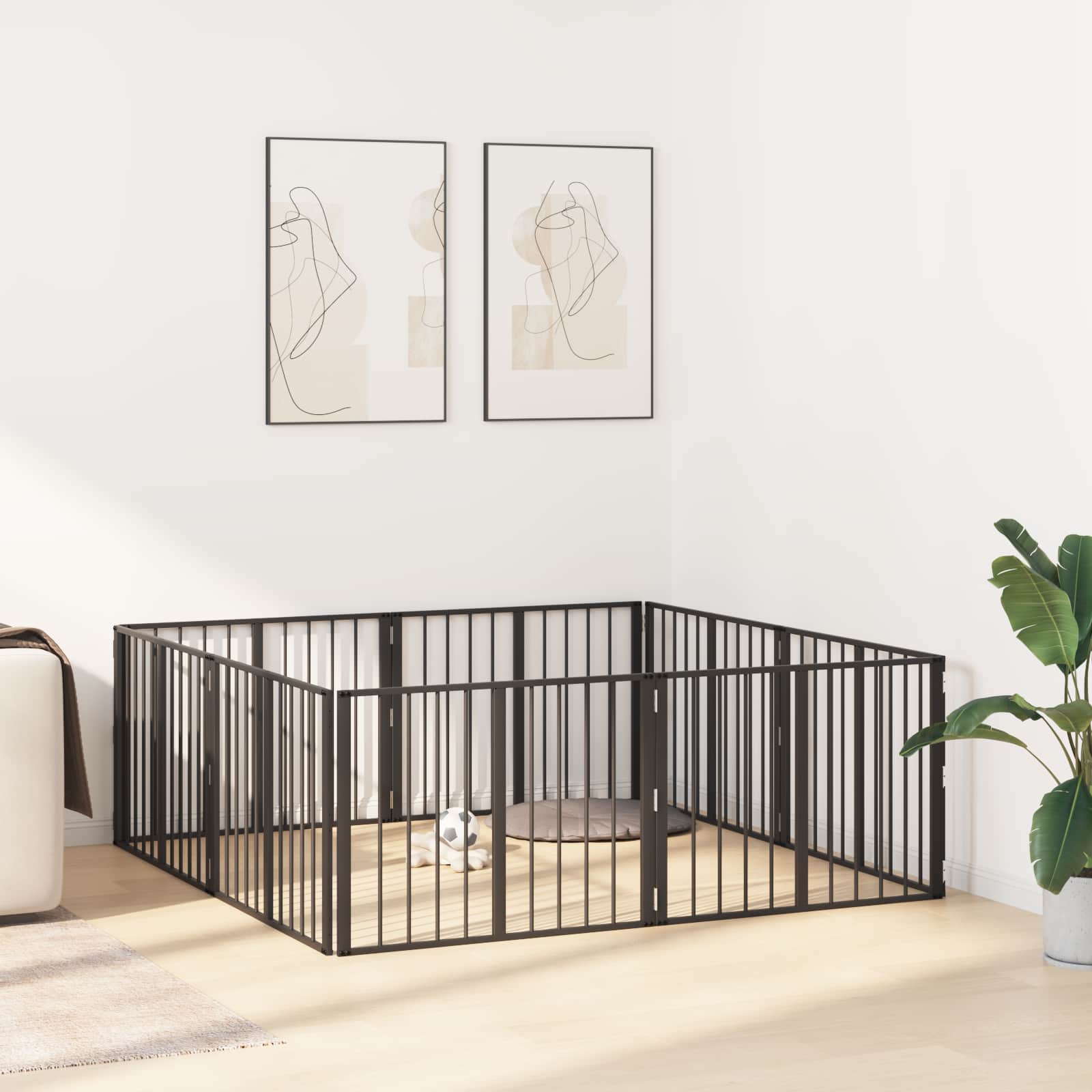 Hondenhek 8 pcs Zwart 80 x 60 cm Gegalvaniseerd staal is nu te koop bij PeponiXL, paradijselijk wonen!