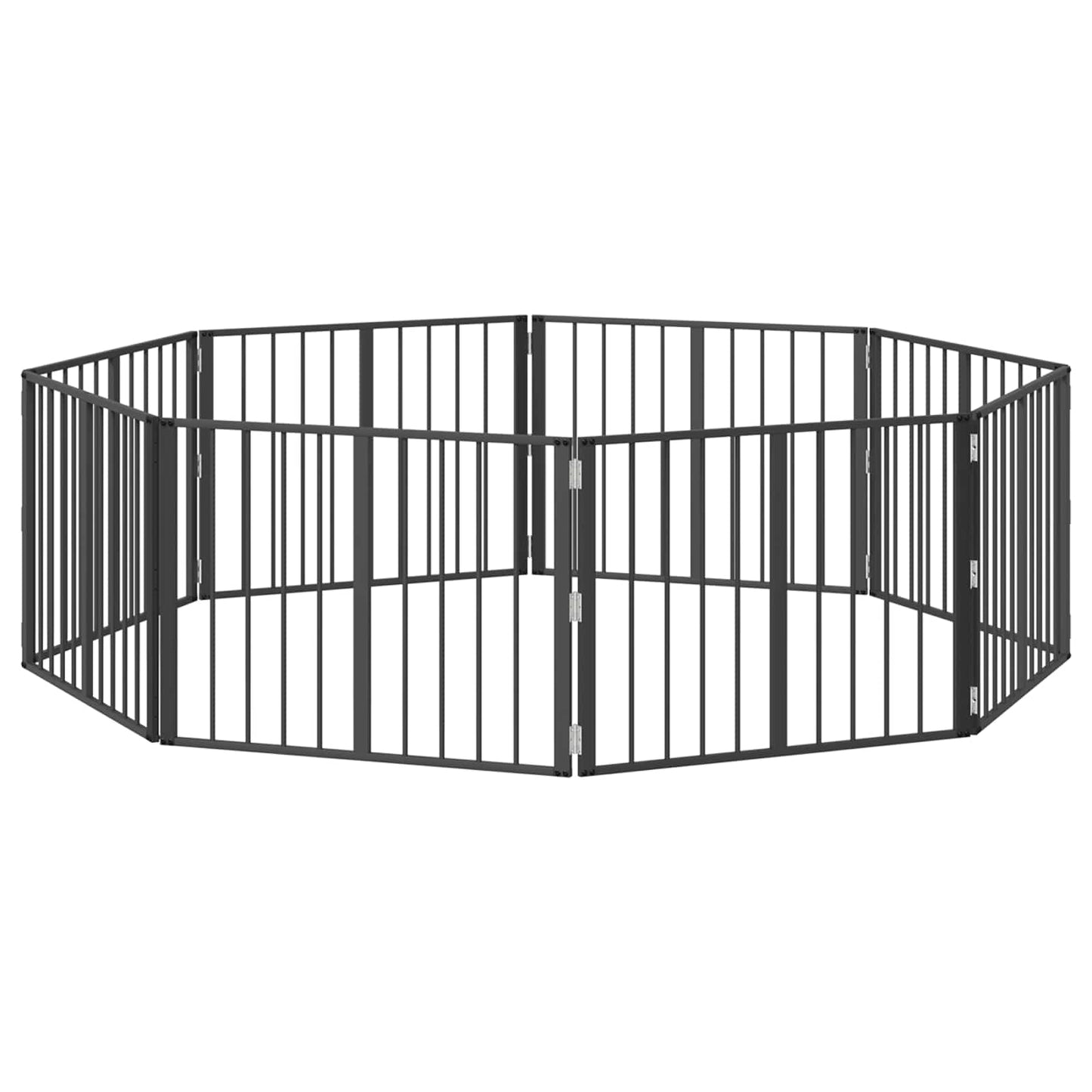 Hondenhek 8 pcs Zwart 80 x 60 cm Gegalvaniseerd staal is nu te koop bij PeponiXL, paradijselijk wonen!