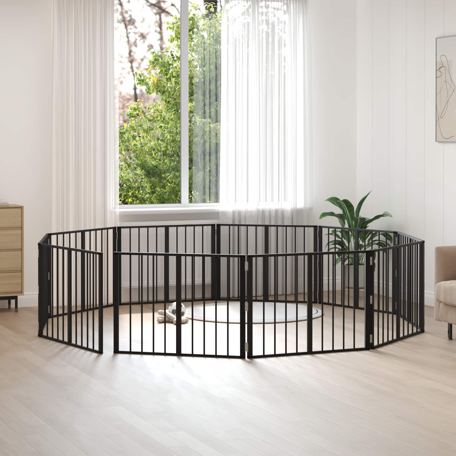 Hondenhek 10 pcs Zwart 80 x 60 cm Gegalvaniseerd staal is nu te koop bij PeponiXL, paradijselijk wonen!