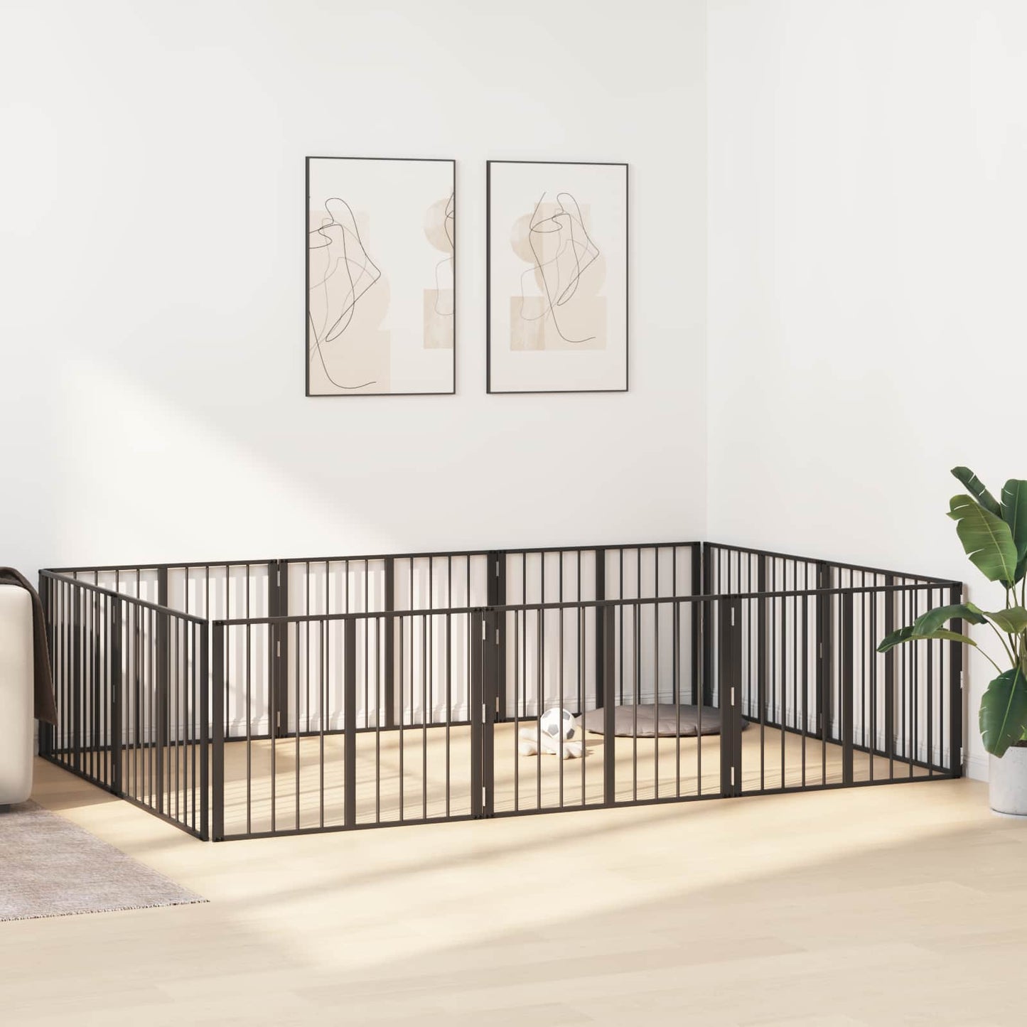 Hondenhek 10 pcs Zwart 80 x 60 cm Gegalvaniseerd staal is nu te koop bij PeponiXL, paradijselijk wonen!