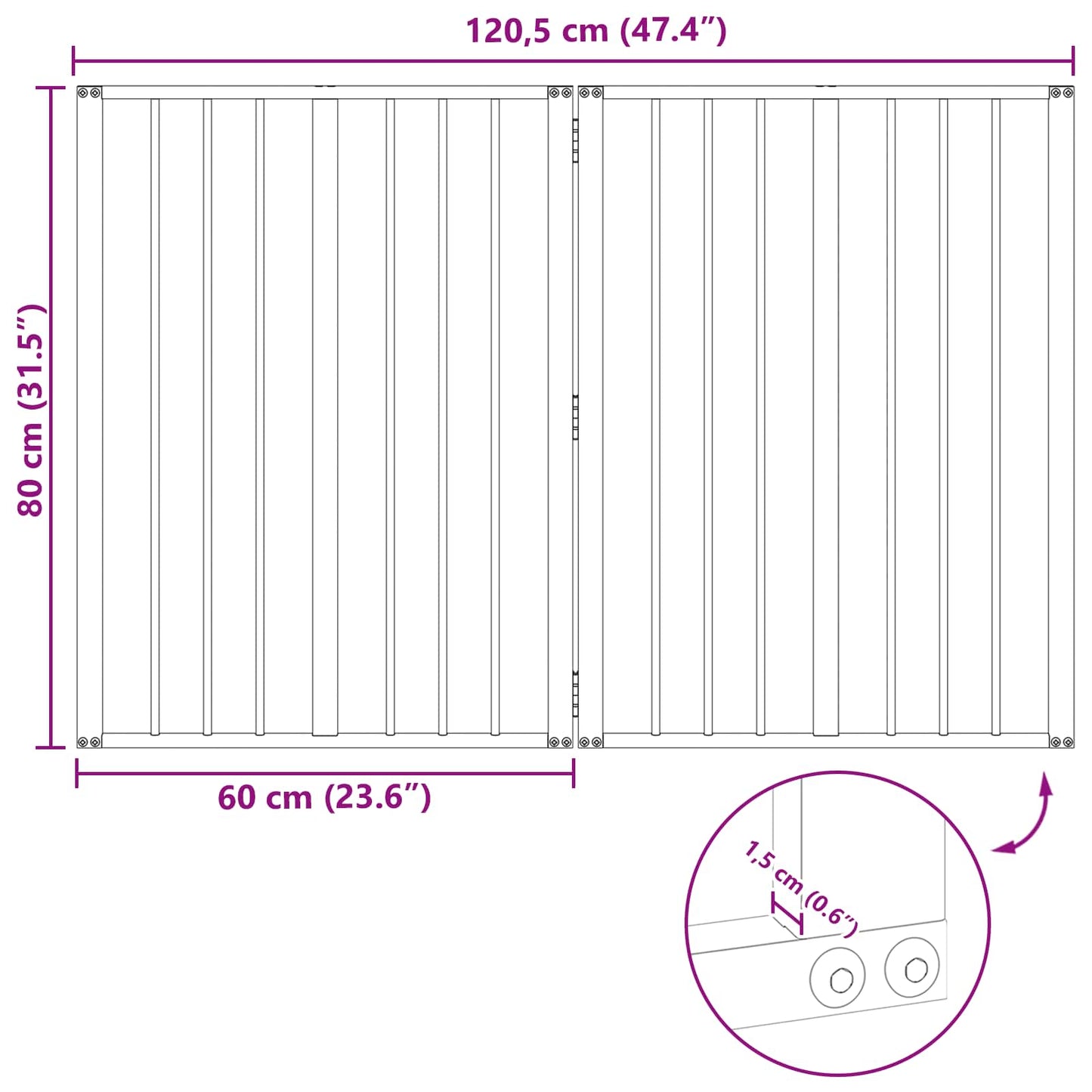 Hondenhek 2 pcs Zwart 60 x 80 cm Gegalvaniseerd staal is nu te koop bij PeponiXL, paradijselijk wonen!