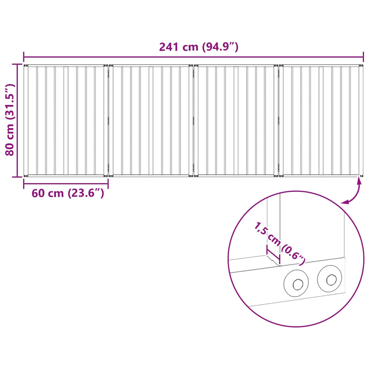 Hondenhek 4 pcs Zwart 60 x 80 cm Gegalvaniseerd staal is nu te koop bij PeponiXL, paradijselijk wonen!