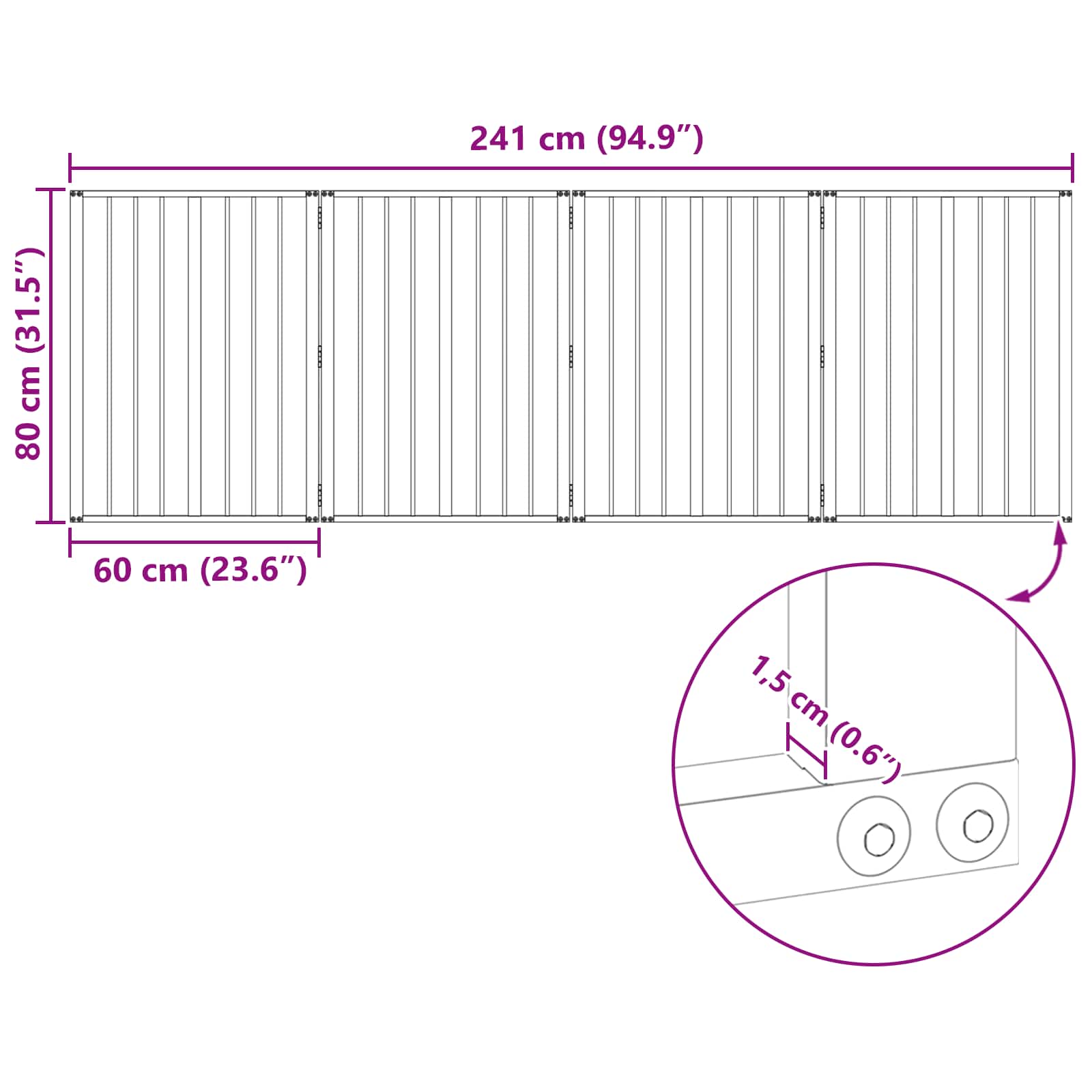 Hondenhek 4 pcs Zwart 60 x 80 cm Gegalvaniseerd staal is nu te koop bij PeponiXL, paradijselijk wonen!