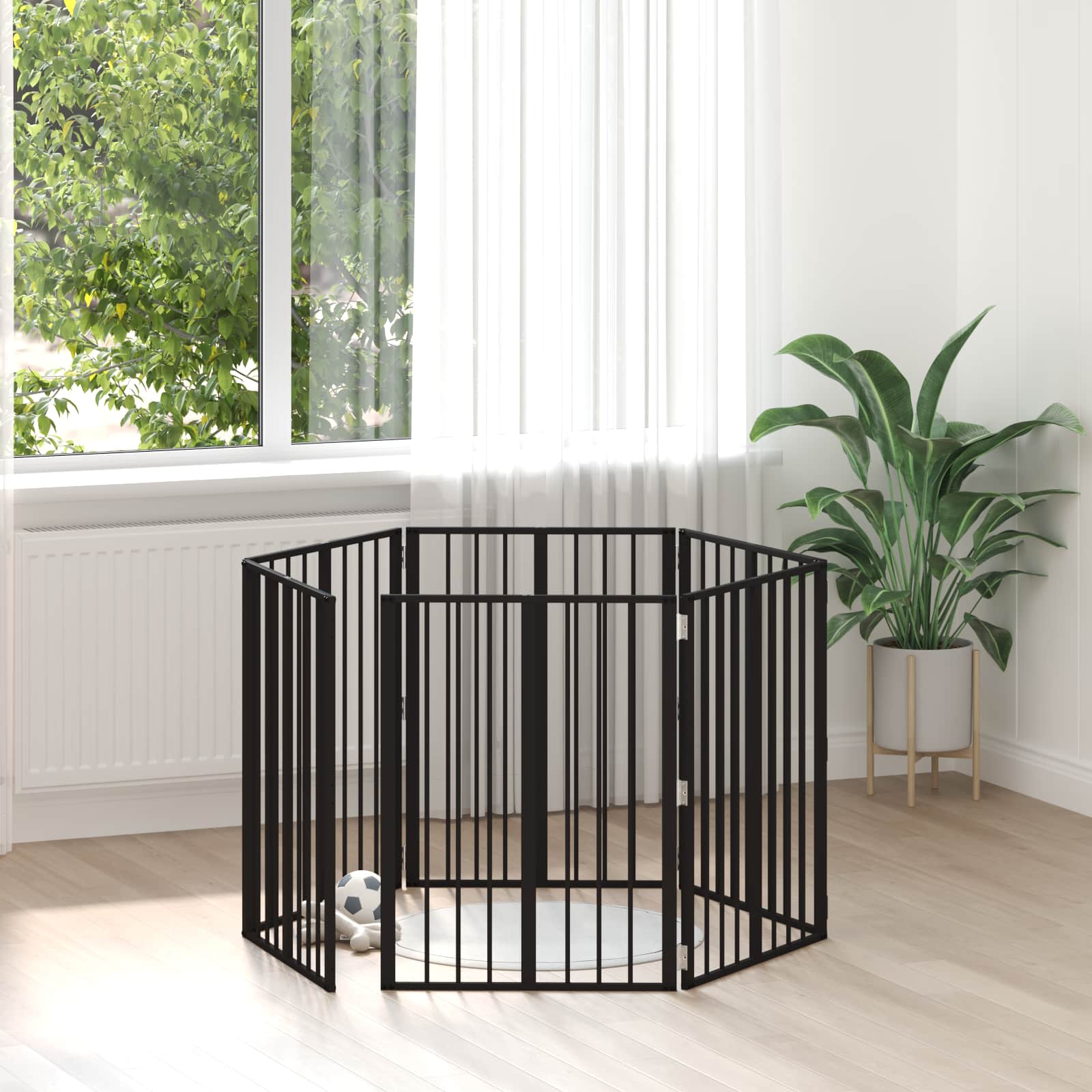 Hondenhek 6 pcs Zwart 60 x 80 cm Gegalvaniseerd staal is nu te koop bij PeponiXL, paradijselijk wonen!