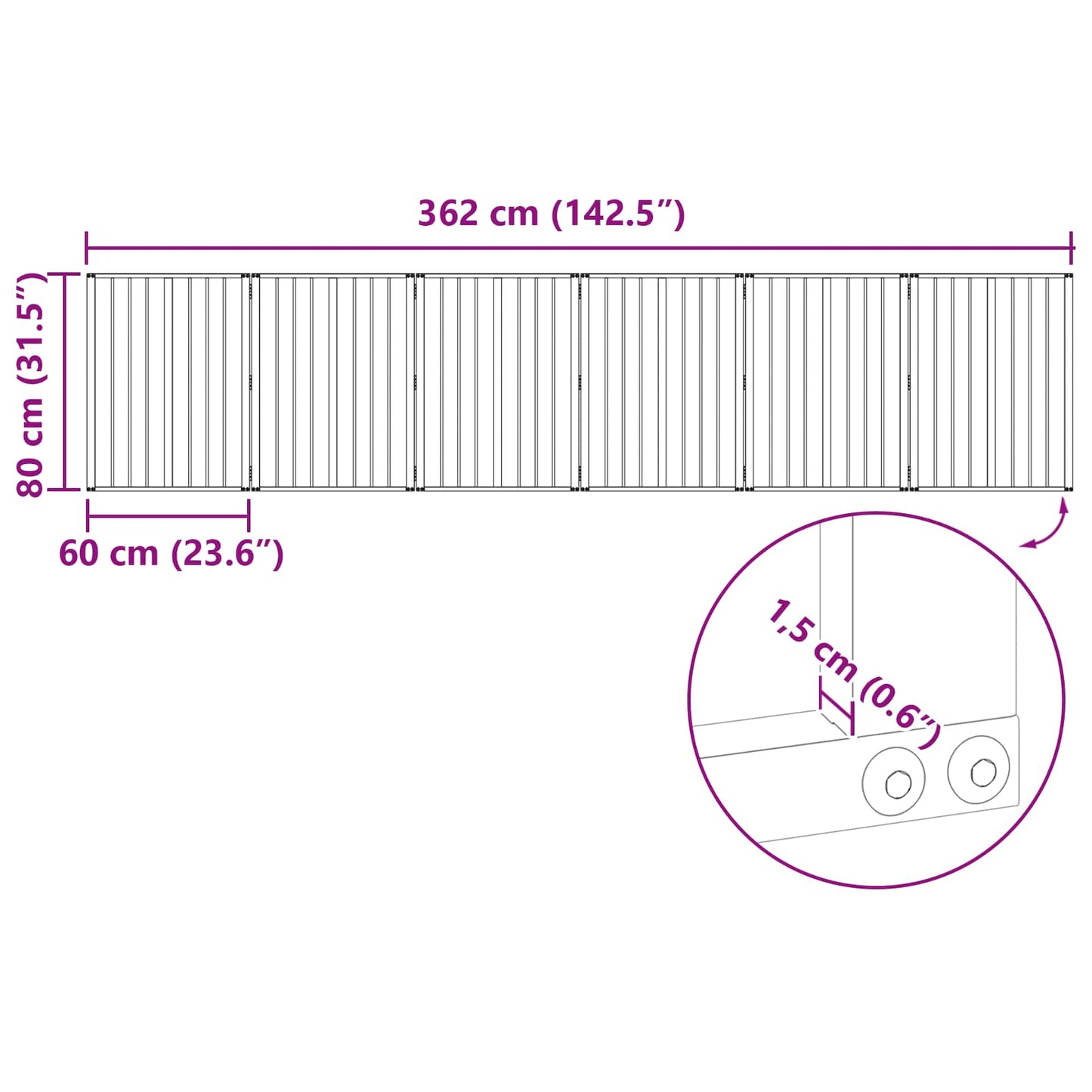 Hondenhek 6 pcs Zwart 60 x 80 cm Gegalvaniseerd staal is nu te koop bij PeponiXL, paradijselijk wonen!