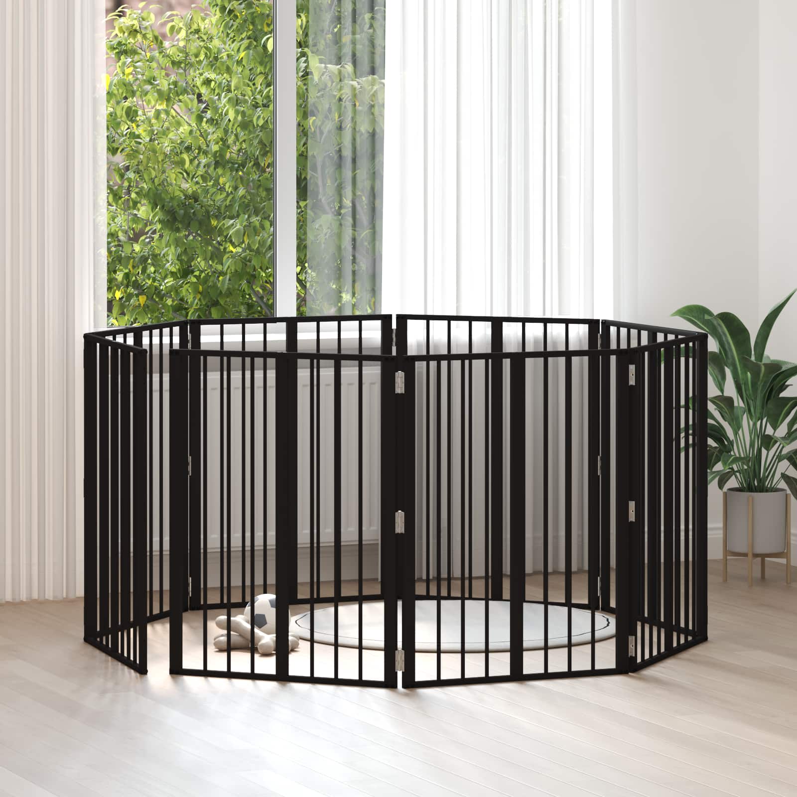 Hondenhek 8 pcs Zwart 60 x 80 cm Gegalvaniseerd staal is nu te koop bij PeponiXL, paradijselijk wonen!