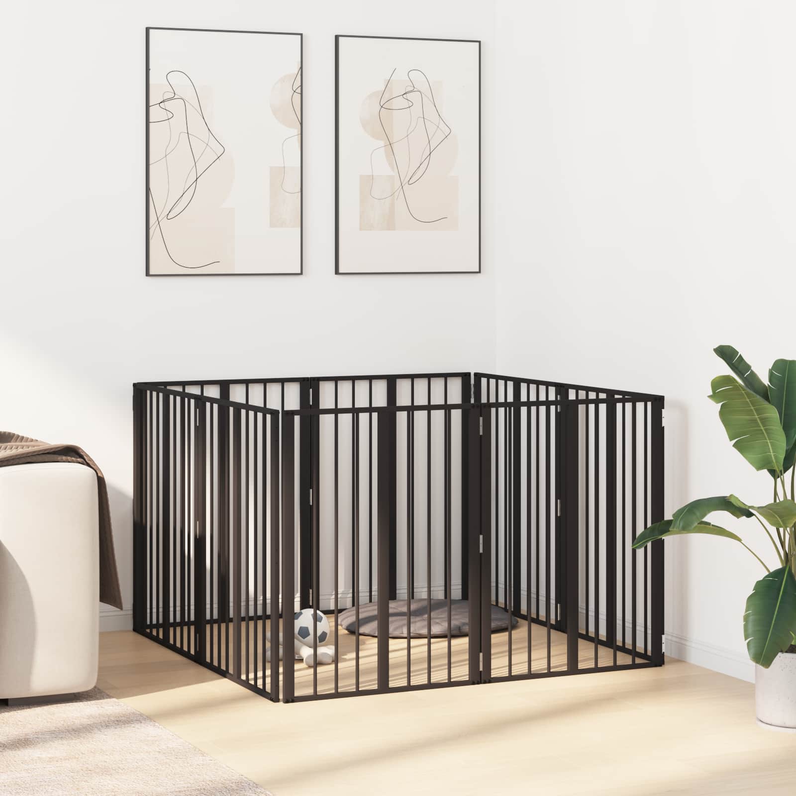 Hondenhek 8 pcs Zwart 60 x 80 cm Gegalvaniseerd staal is nu te koop bij PeponiXL, paradijselijk wonen!