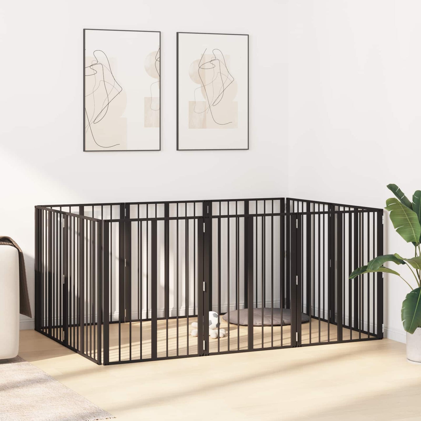 Hondenhek 10 pcs Zwart 60 x 80 cm Gegalvaniseerd staal is nu te koop bij PeponiXL, paradijselijk wonen!