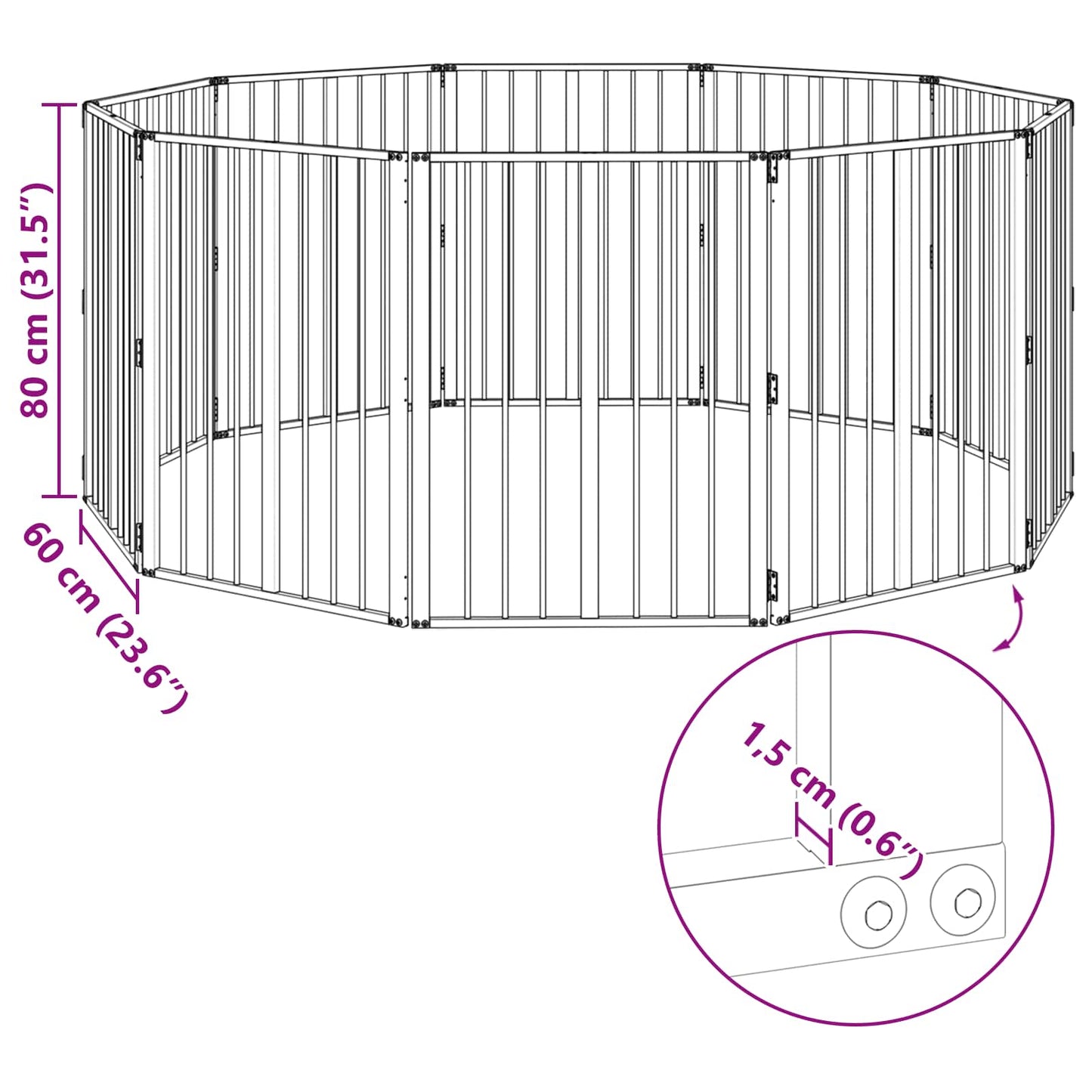 Hondenhek 10 pcs Zwart 60 x 80 cm Gegalvaniseerd staal is nu te koop bij PeponiXL, paradijselijk wonen!