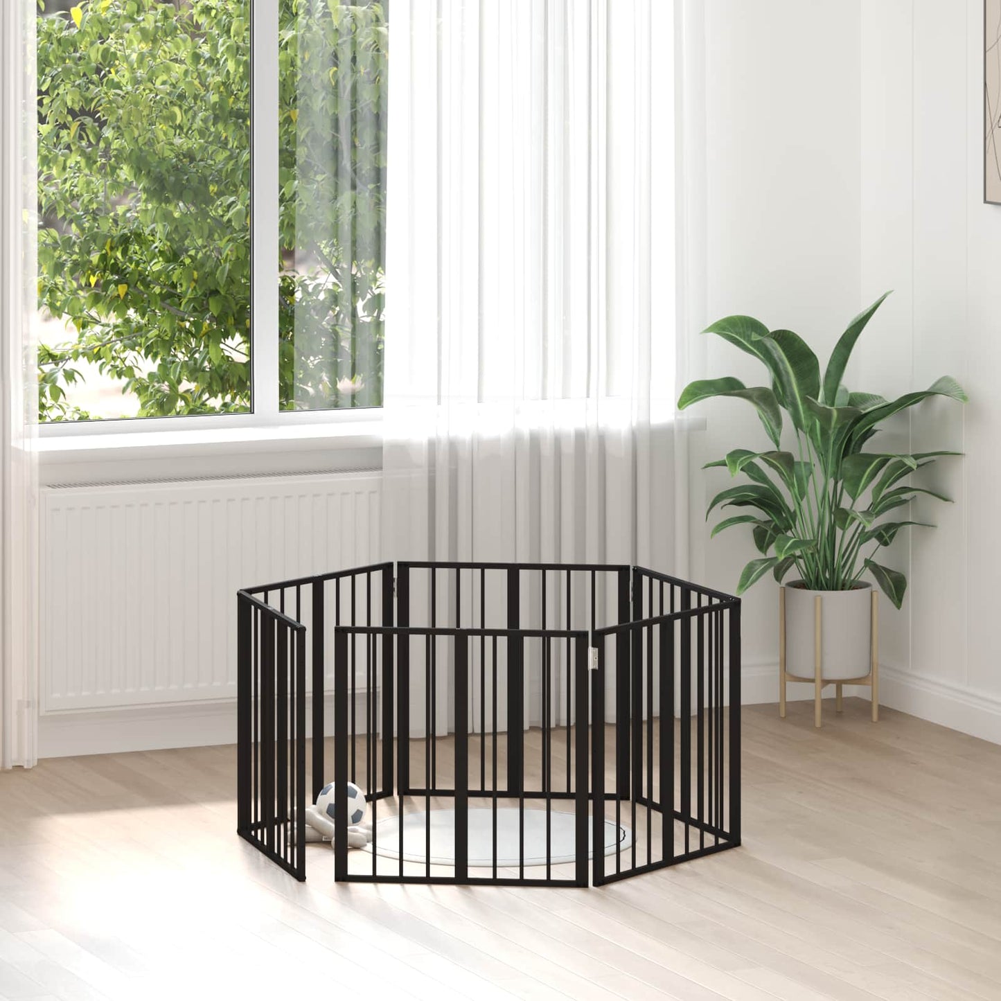 Hondenhek 6 pcs Zwart 60 x 60 cm Gegalvaniseerd staal is nu te koop bij PeponiXL, paradijselijk wonen!