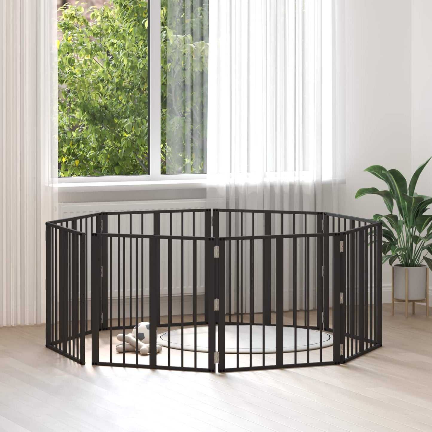 Hondenhek 8 pcs Zwart 60 x 60 cm Gegalvaniseerd staal is nu te koop bij PeponiXL, paradijselijk wonen!