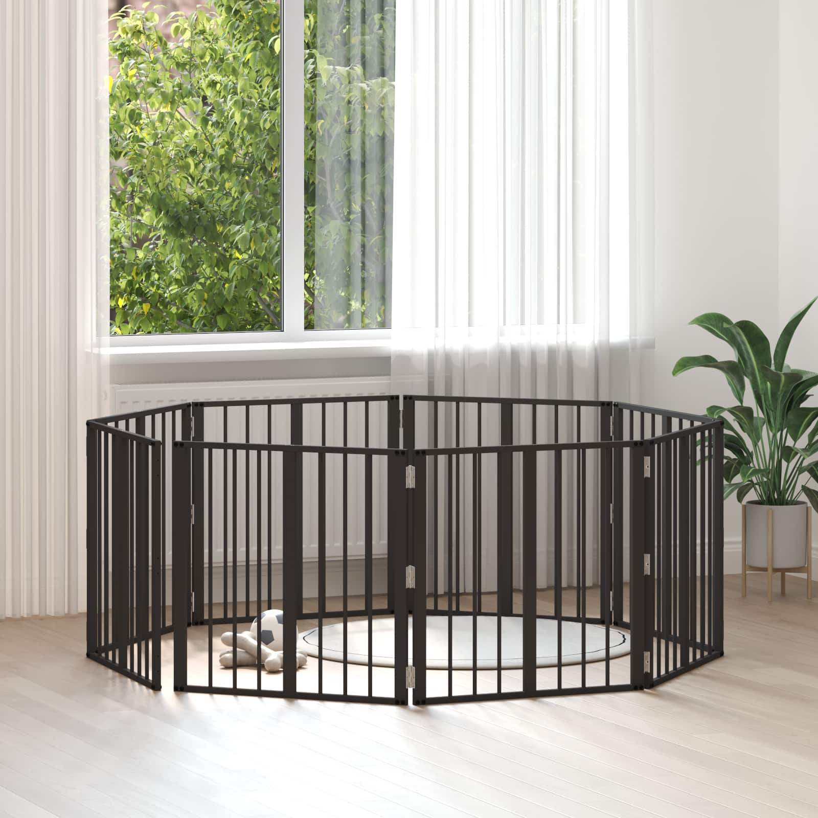 Hondenhek 8 pcs Zwart 60 x 60 cm Gegalvaniseerd staal is nu te koop bij PeponiXL, paradijselijk wonen!
