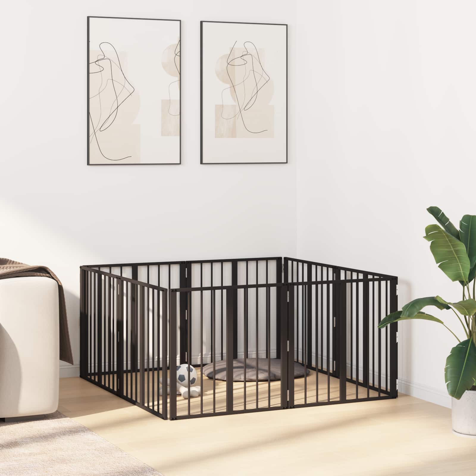 Hondenhek 8 pcs Zwart 60 x 60 cm Gegalvaniseerd staal is nu te koop bij PeponiXL, paradijselijk wonen!