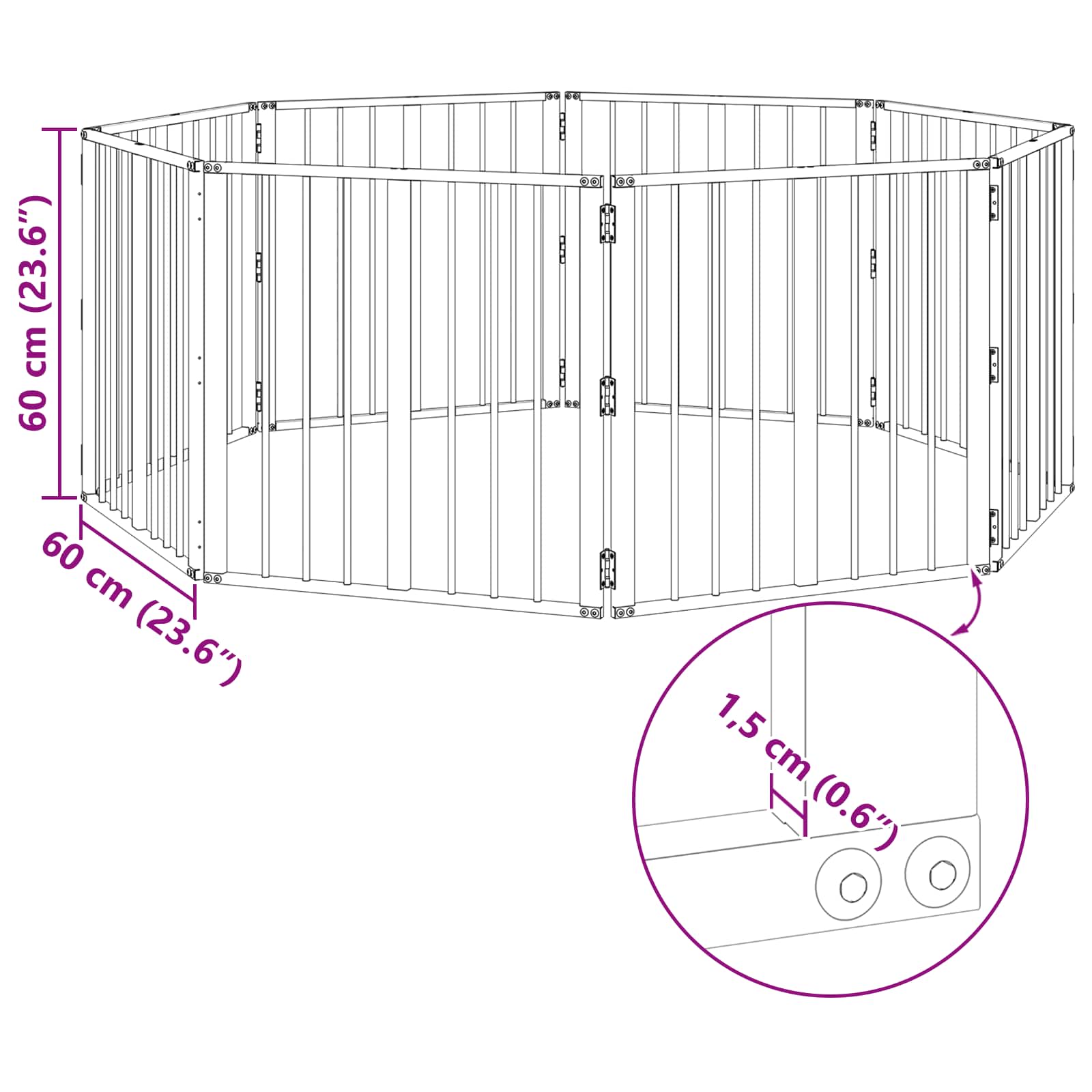 Hondenhek 8 pcs Zwart 60 x 60 cm Gegalvaniseerd staal is nu te koop bij PeponiXL, paradijselijk wonen!