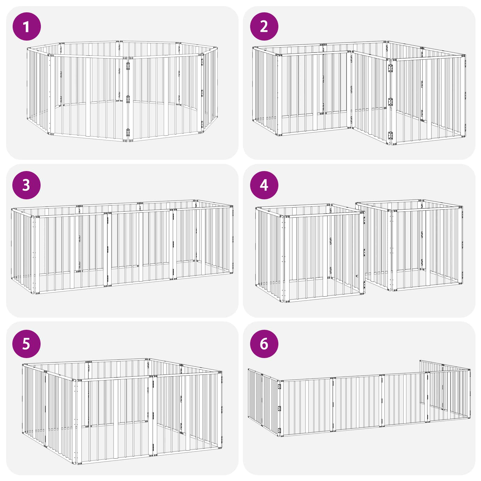 Hondenhek 8 pcs Zwart 60 x 60 cm Gegalvaniseerd staal is nu te koop bij PeponiXL, paradijselijk wonen!