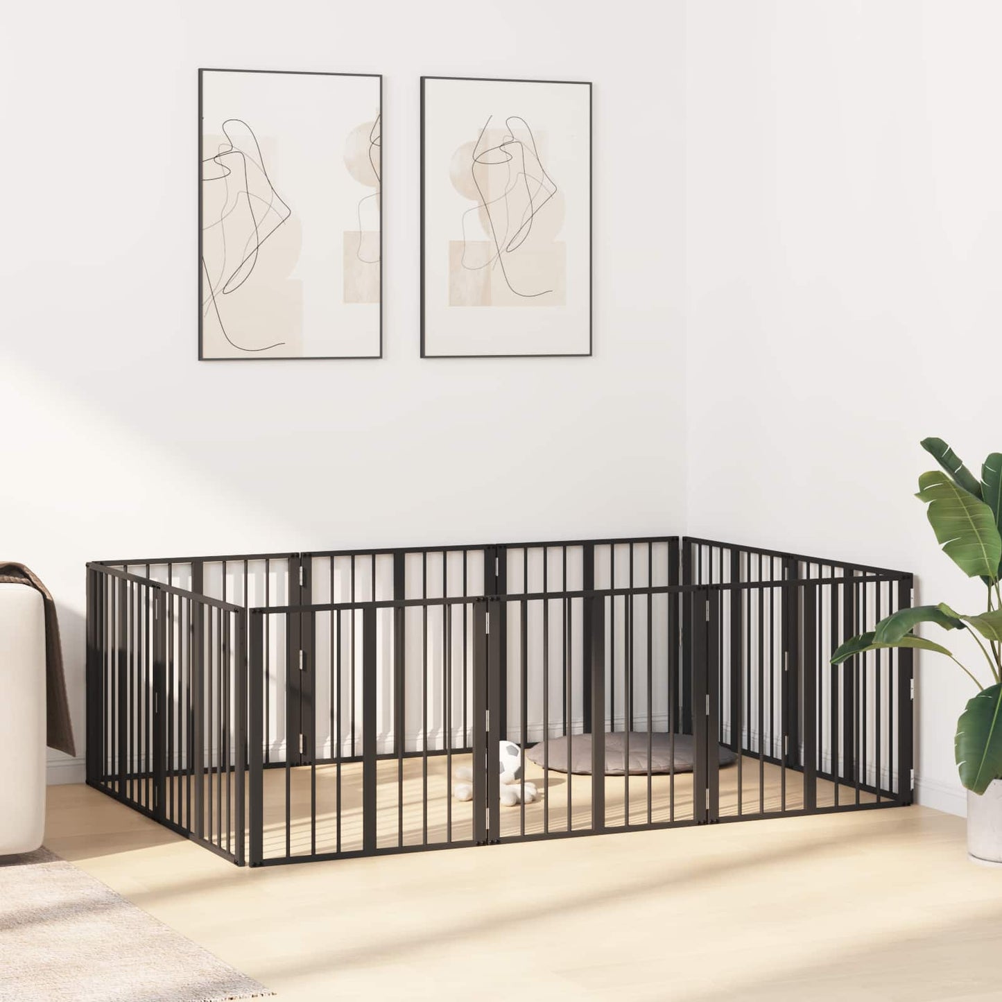 Hondenhek 10 pcs Zwart 60 x 60 cm Gegalvaniseerd staal is nu te koop bij PeponiXL, paradijselijk wonen!