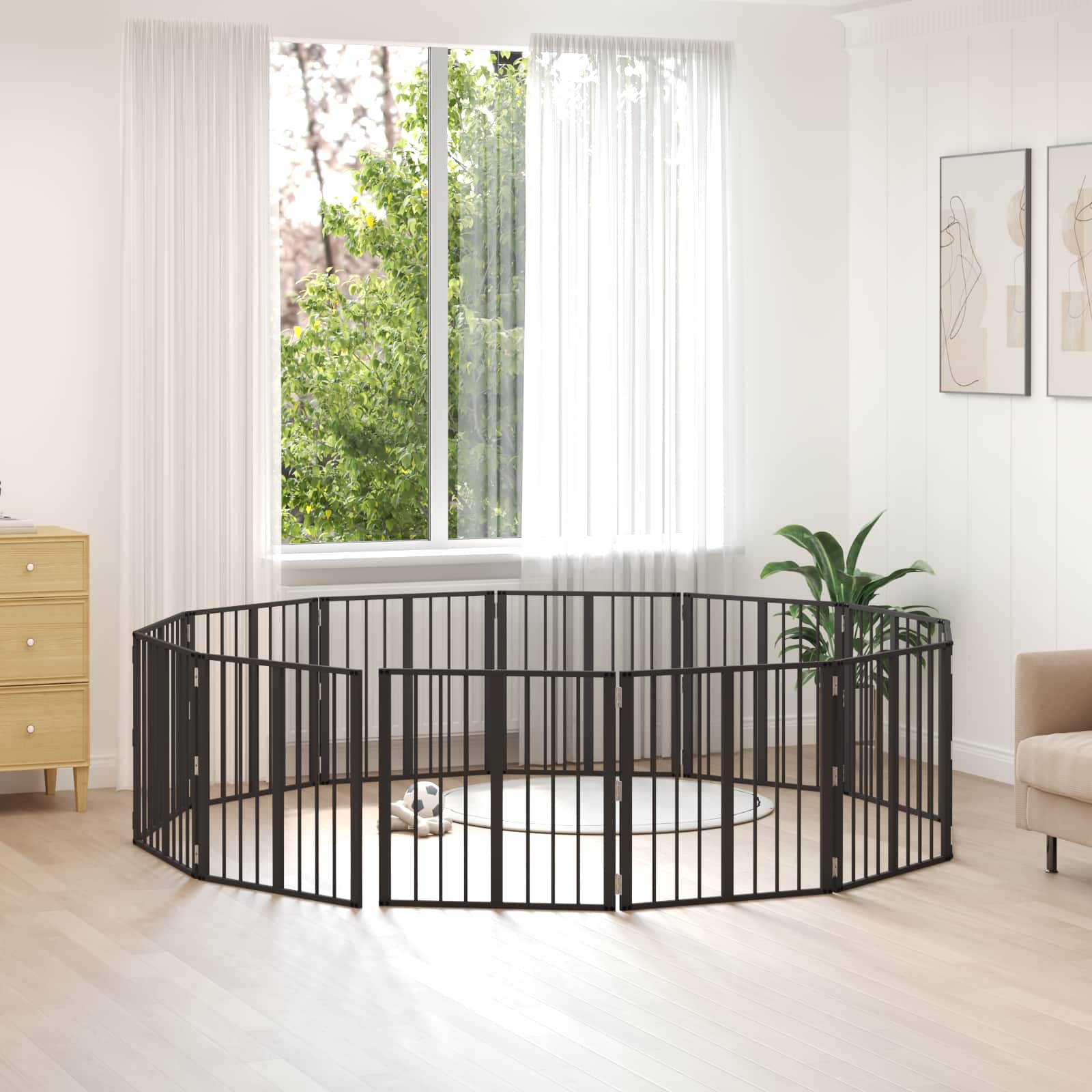 Hondenhek 12 pcs Zwart 60 x 60 cm Gegalvaniseerd staal is nu te koop bij PeponiXL, paradijselijk wonen!