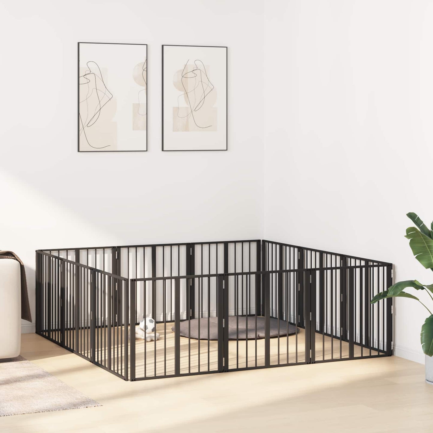 Hondenhek 12 pcs Zwart 60 x 60 cm Gegalvaniseerd staal is nu te koop bij PeponiXL, paradijselijk wonen!