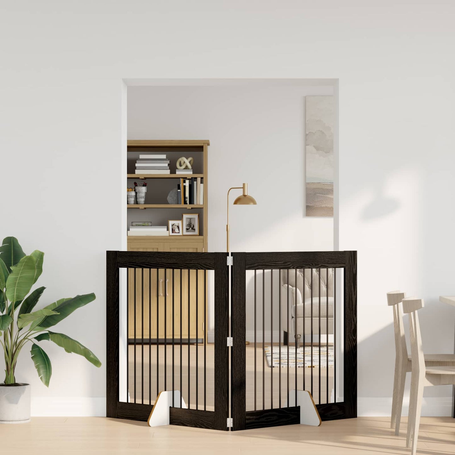 Hondenhekje met standaards 2 pcs Zwart eiken 100 x 100 cm is nu te koop bij PeponiXL, paradijselijk wonen!