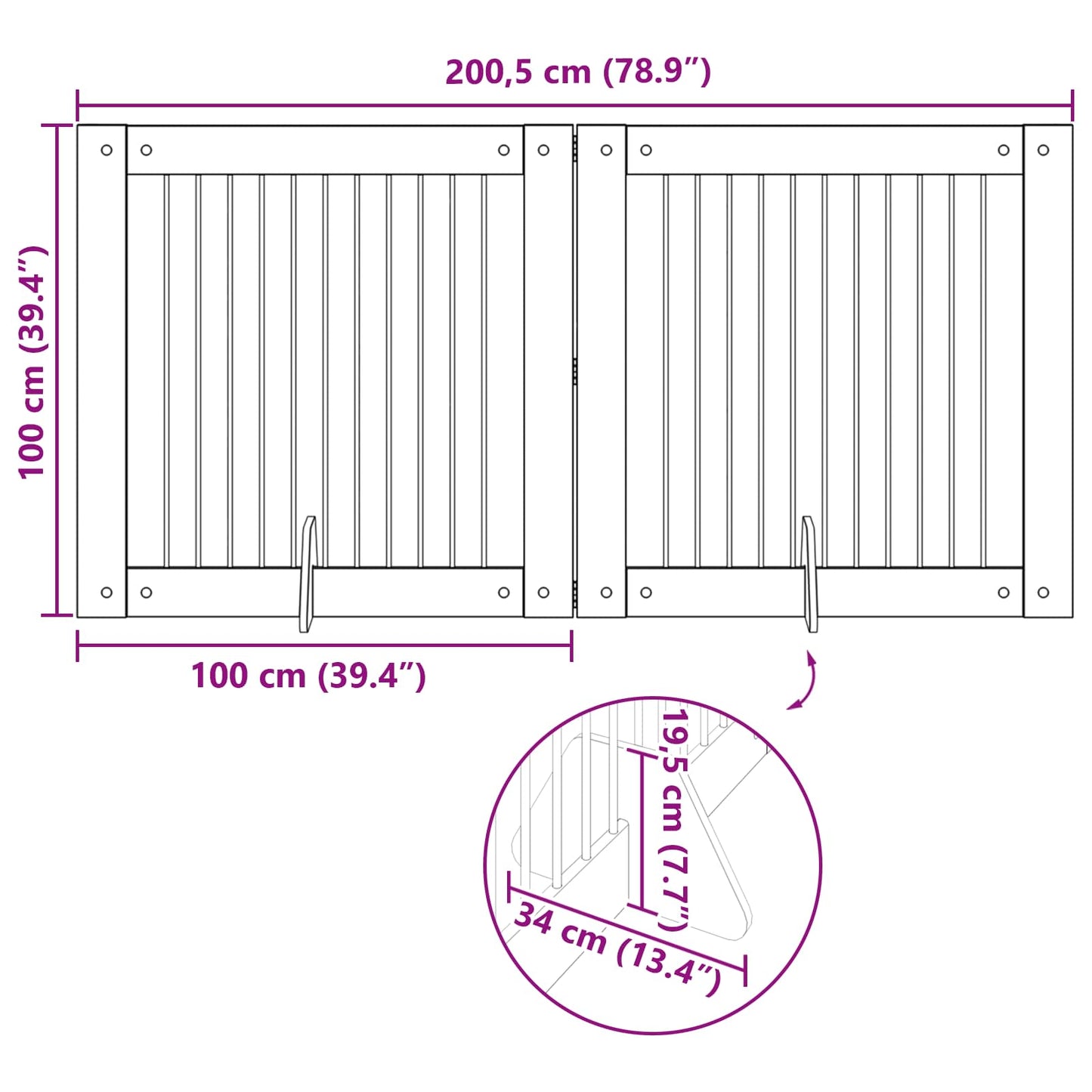 Hondenhekje met standaards 2 pcs Zwart eiken 100 x 100 cm is nu te koop bij PeponiXL, paradijselijk wonen!