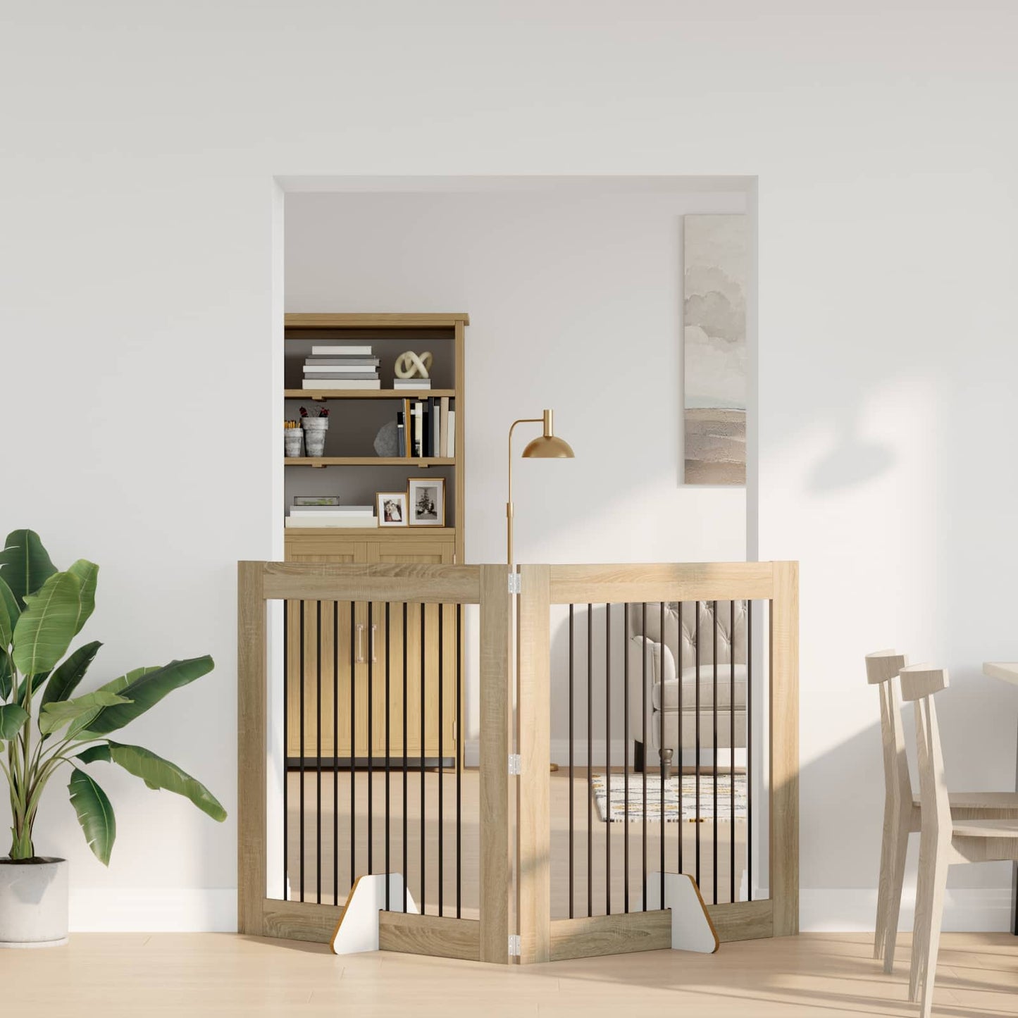 Opvouwbaar hondenhek met standaards 2 pcs Sonoma Eiken 200,5 cm is nu te koop bij PeponiXL, paradijselijk wonen!