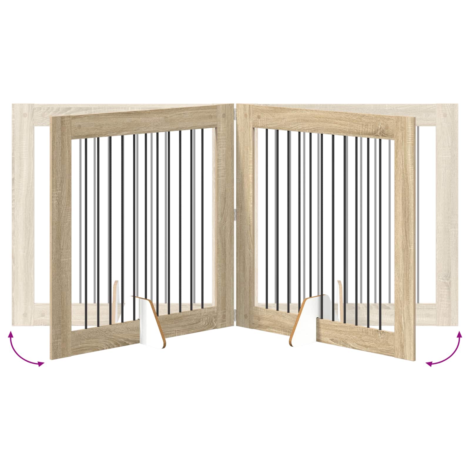 Opvouwbaar hondenhek met standaards 2 pcs Sonoma Eiken 200,5 cm is nu te koop bij PeponiXL, paradijselijk wonen!