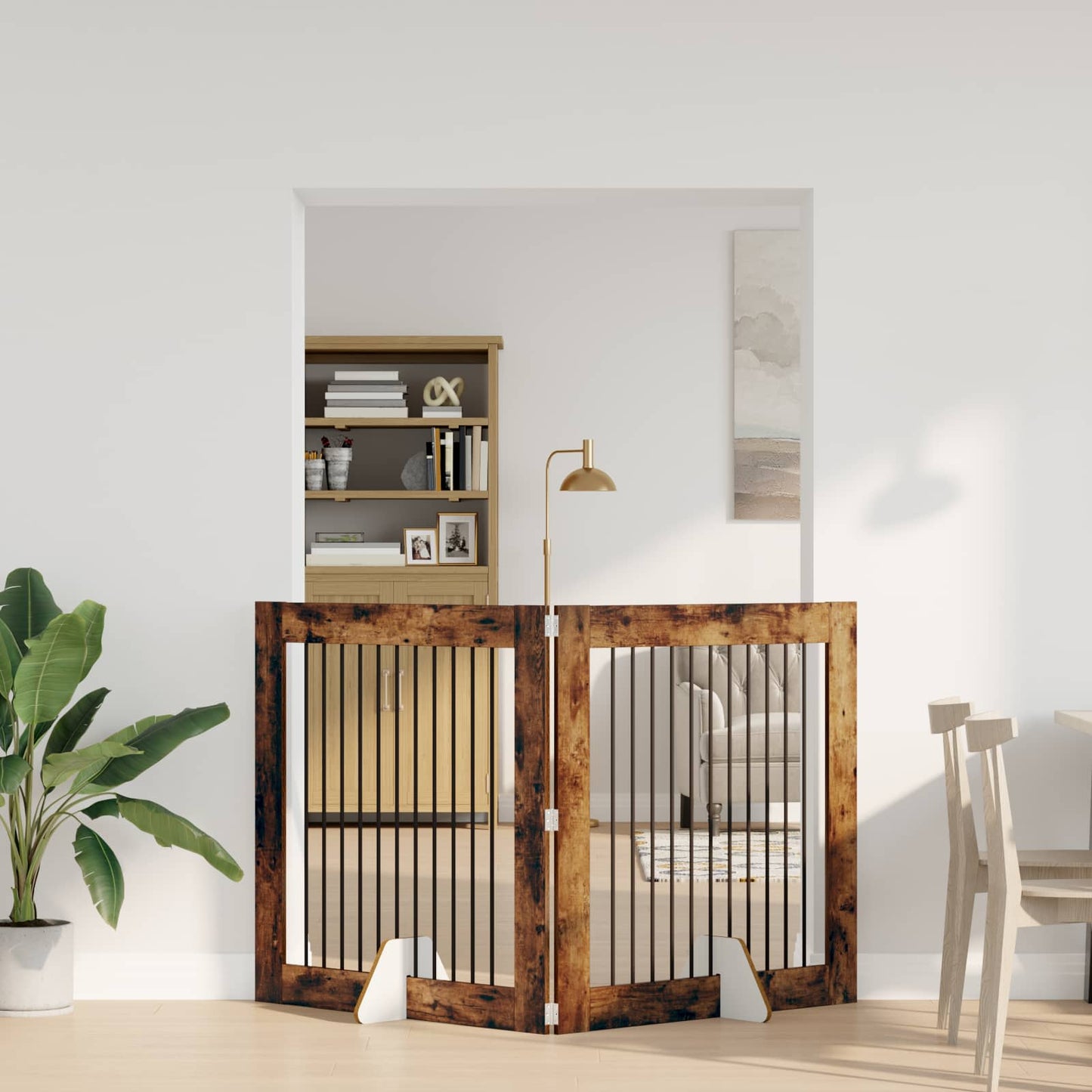Hondenhekje met standaards 2 pcs Gerookt eiken 100 x 100 cm is nu te koop bij PeponiXL, paradijselijk wonen!