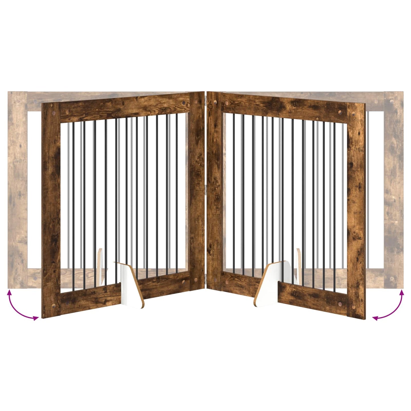 Hondenhekje met standaards 2 pcs Gerookt eiken 100 x 100 cm is nu te koop bij PeponiXL, paradijselijk wonen!