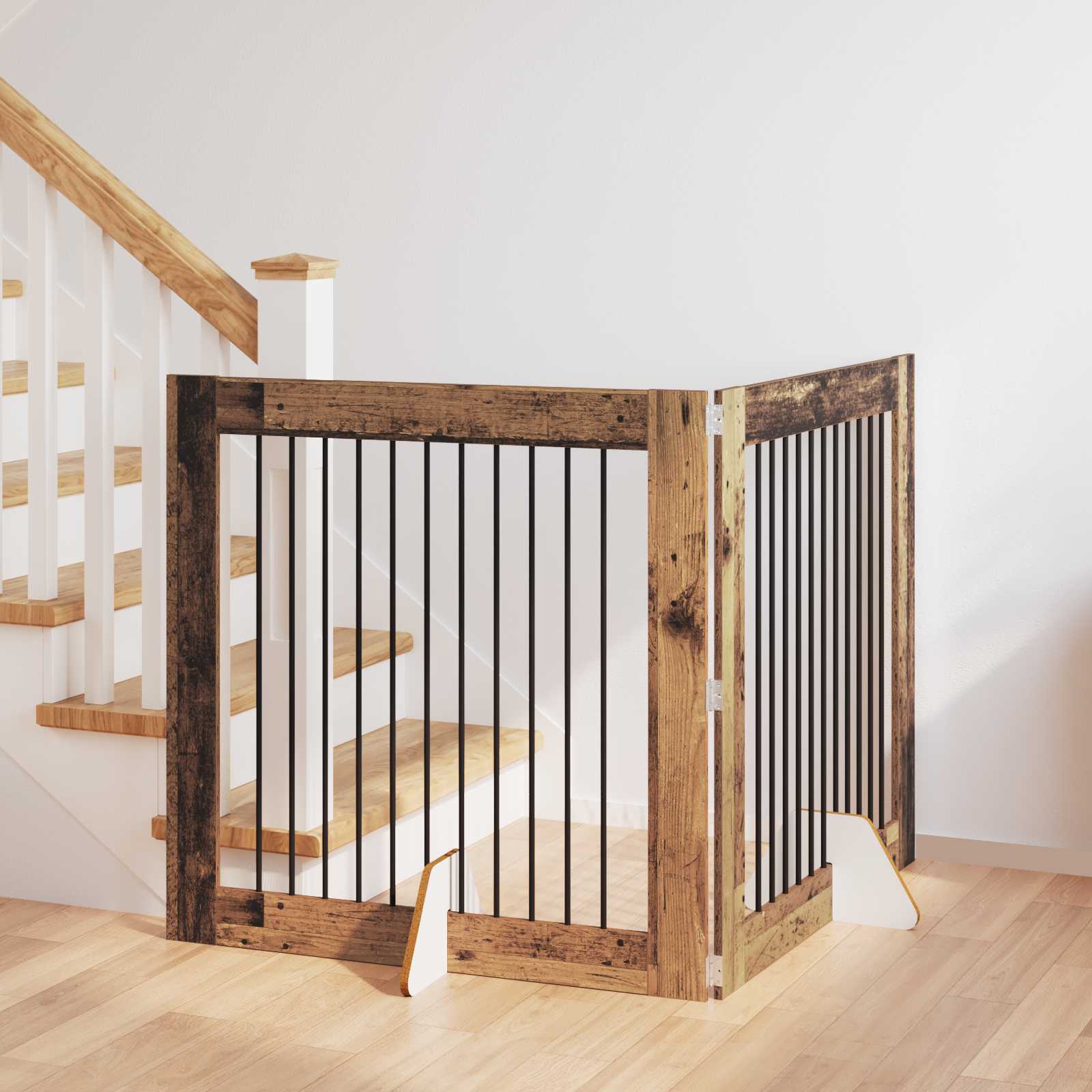 Hondenhekje met standaards 2 pcs Oud hout 100 x 100 cm is nu te koop bij PeponiXL, paradijselijk wonen!