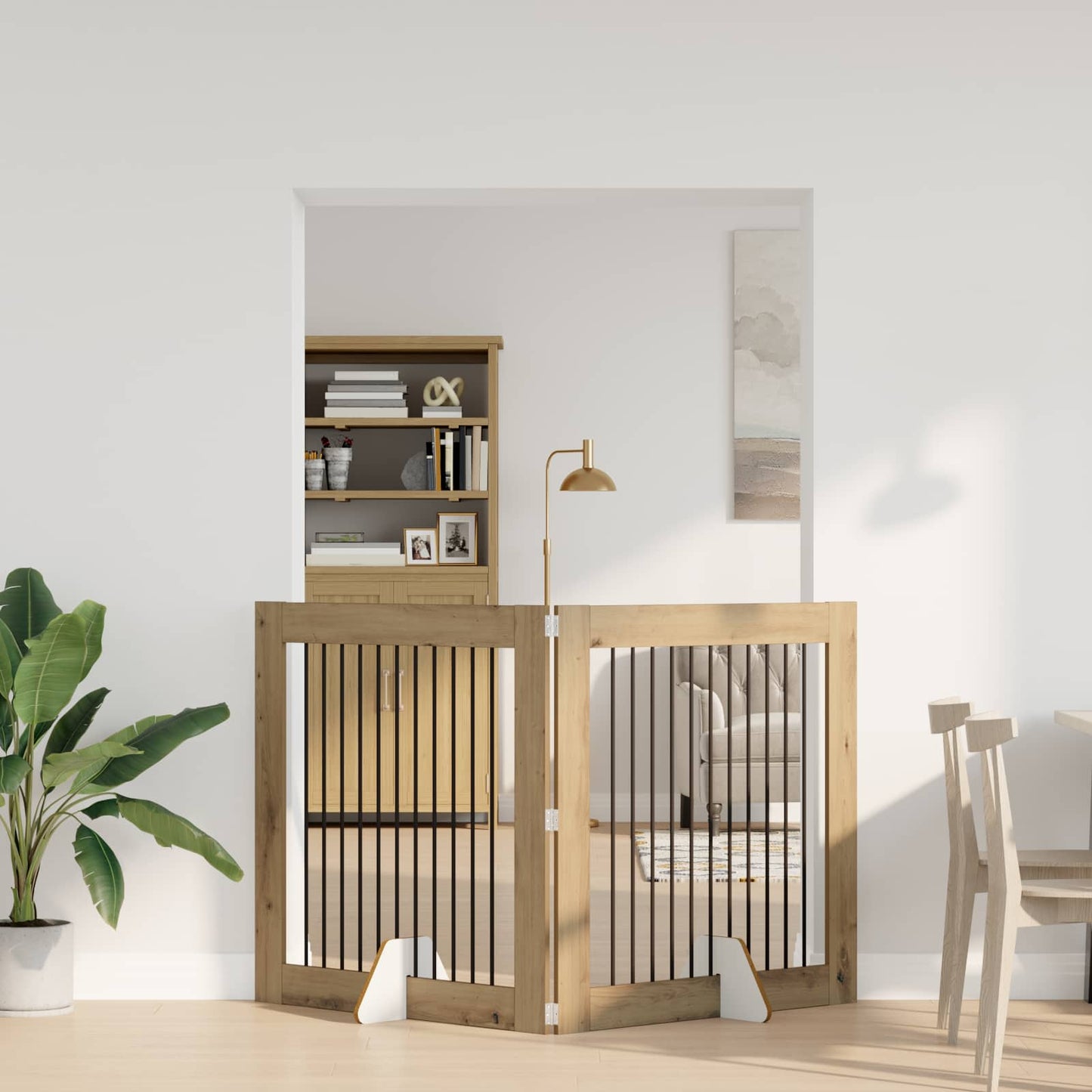 Opvouwbaar hondenhek met standaards 2 pcs Artisanaal eiken is nu te koop bij PeponiXL, paradijselijk wonen!