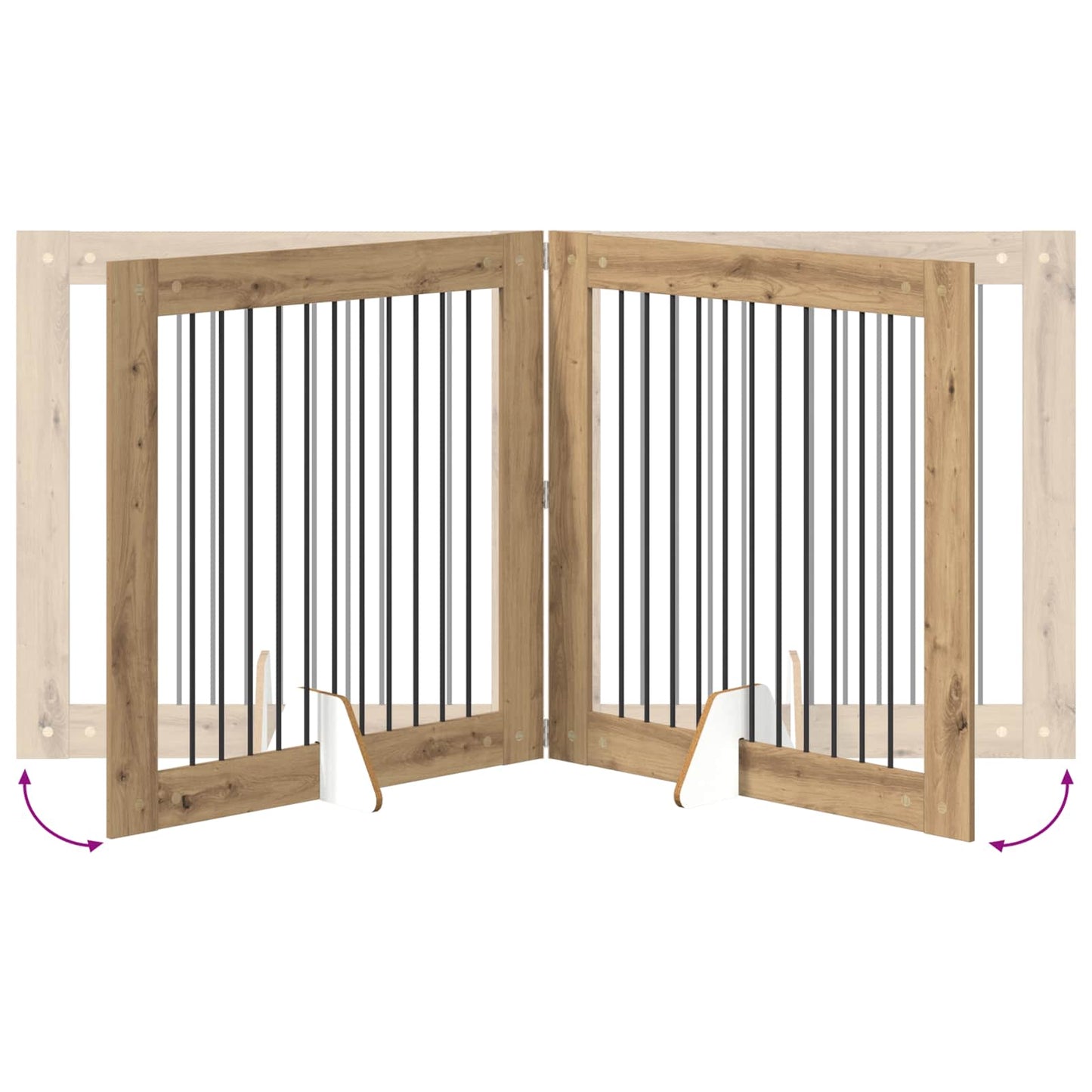 Opvouwbaar hondenhek met standaards 2 pcs Artisanaal eiken is nu te koop bij PeponiXL, paradijselijk wonen!