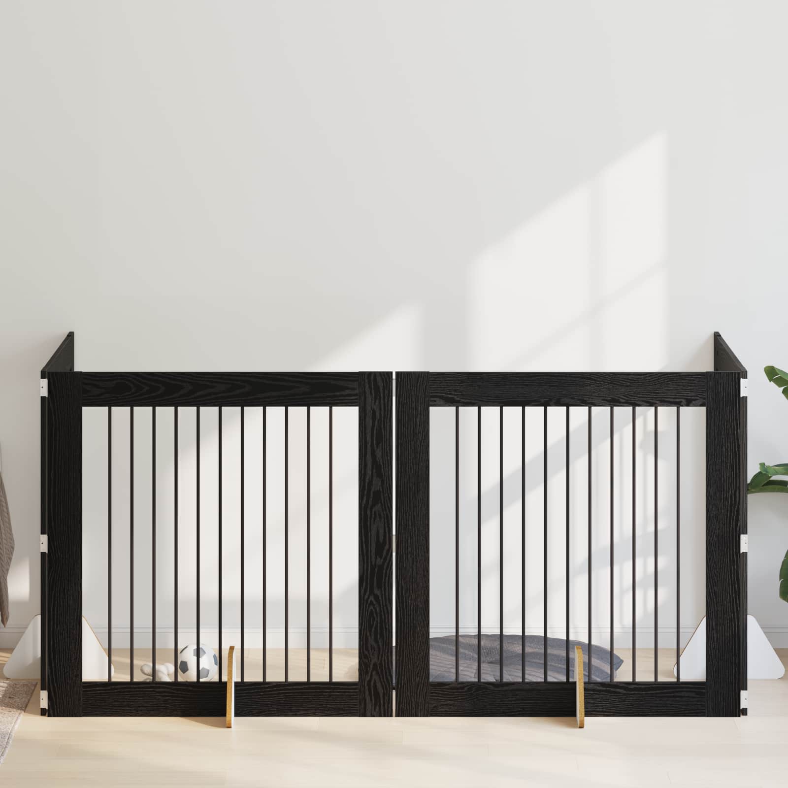 Hondenhekje met standaards 4 pcs Zwart eiken 100 x 100 cm is nu te koop bij PeponiXL, paradijselijk wonen!