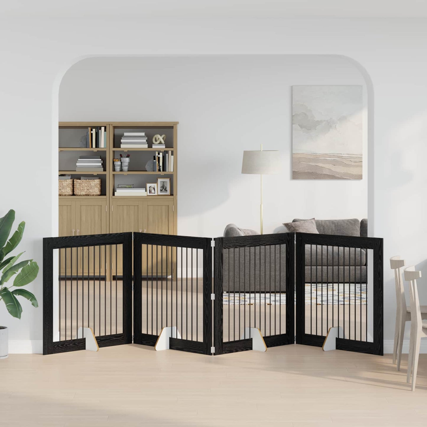 Hondenhekje met standaards 4 pcs Zwart eiken 100 x 100 cm is nu te koop bij PeponiXL, paradijselijk wonen!