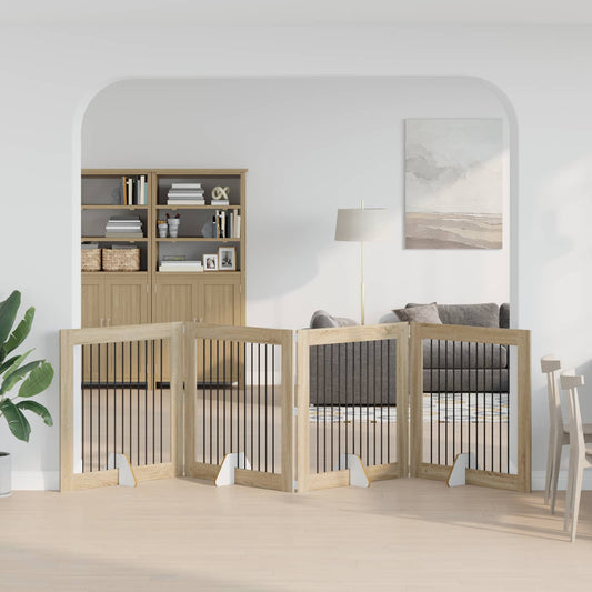 Opvouwbaar hondenhek met standaards 4 pcs Sonoma Eiken 401 cm is nu te koop bij PeponiXL, paradijselijk wonen!