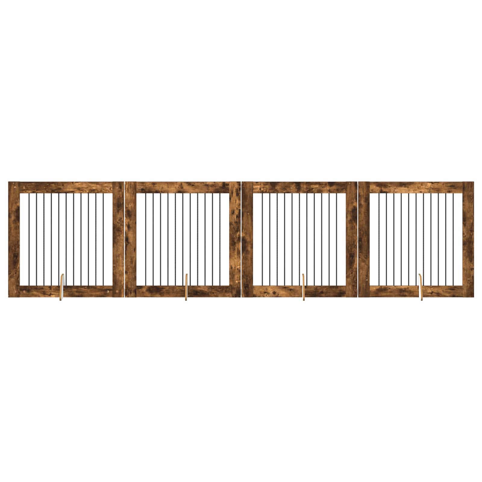 Hondenhekje met standaards 4 pcs Gerookt eiken 100 x 100 cm is nu te koop bij PeponiXL, paradijselijk wonen!