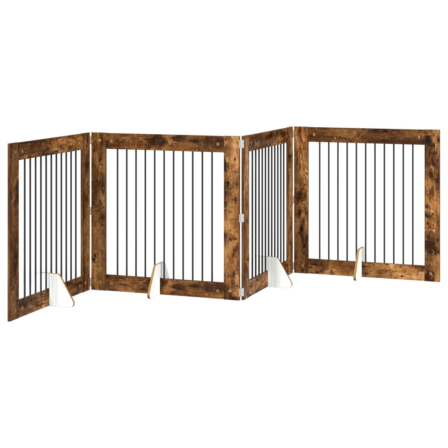 Hondenhekje met standaards 4 pcs Gerookt eiken 100 x 100 cm is nu te koop bij PeponiXL, paradijselijk wonen!