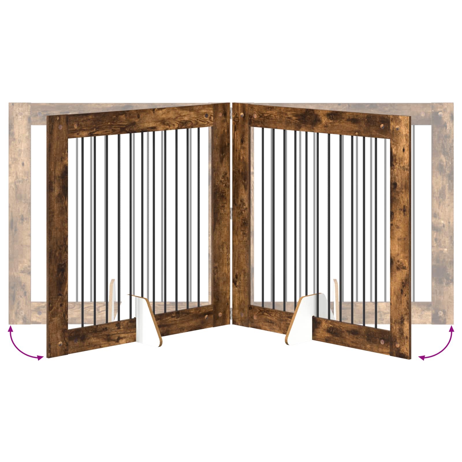 Hondenhekje met standaards 4 pcs Gerookt eiken 100 x 100 cm is nu te koop bij PeponiXL, paradijselijk wonen!