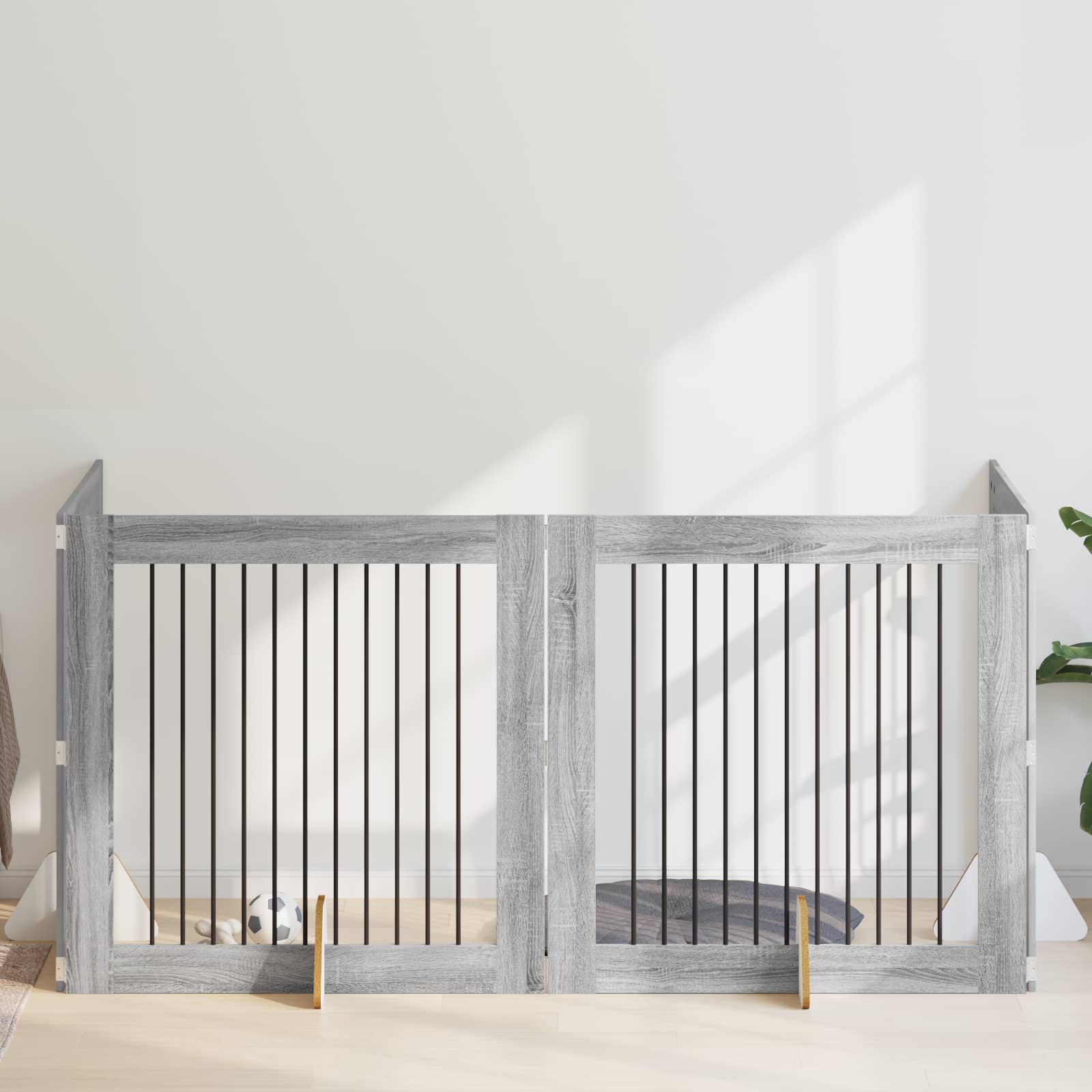 Hondenhekje met standaards 4 pcs Grijs sonoma 100 x 100 cm is nu te koop bij PeponiXL, paradijselijk wonen!