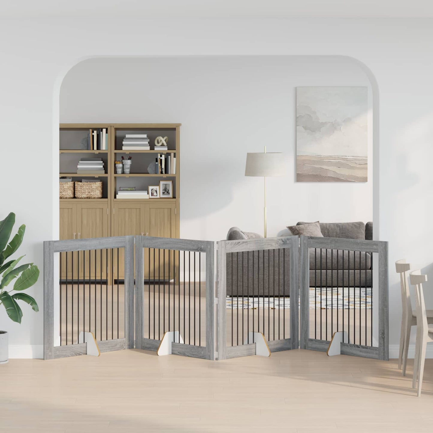 Hondenhekje met standaards 4 pcs Grijs sonoma 100 x 100 cm is nu te koop bij PeponiXL, paradijselijk wonen!