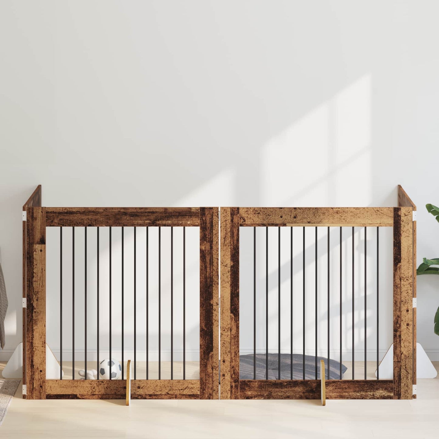 Hondenhekje met standaards 4 pcs Oud hout 100 x 100 cm is nu te koop bij PeponiXL, paradijselijk wonen!