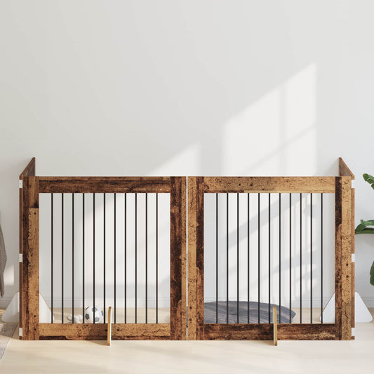 Hondenhekje met standaards 4 pcs Oud hout 100 x 100 cm is nu te koop bij PeponiXL, paradijselijk wonen!