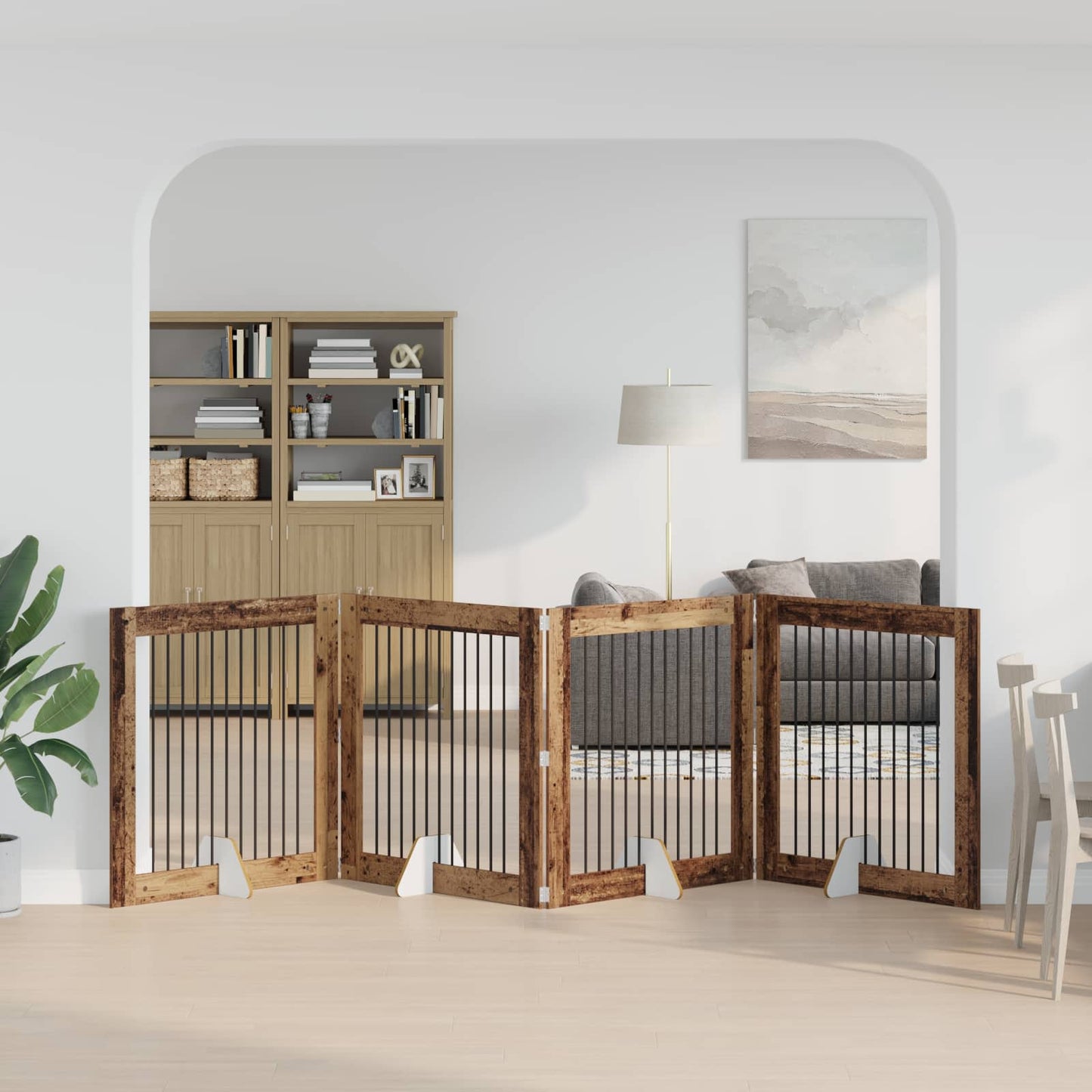Hondenhekje met standaards 4 pcs Oud hout 100 x 100 cm is nu te koop bij PeponiXL, paradijselijk wonen!