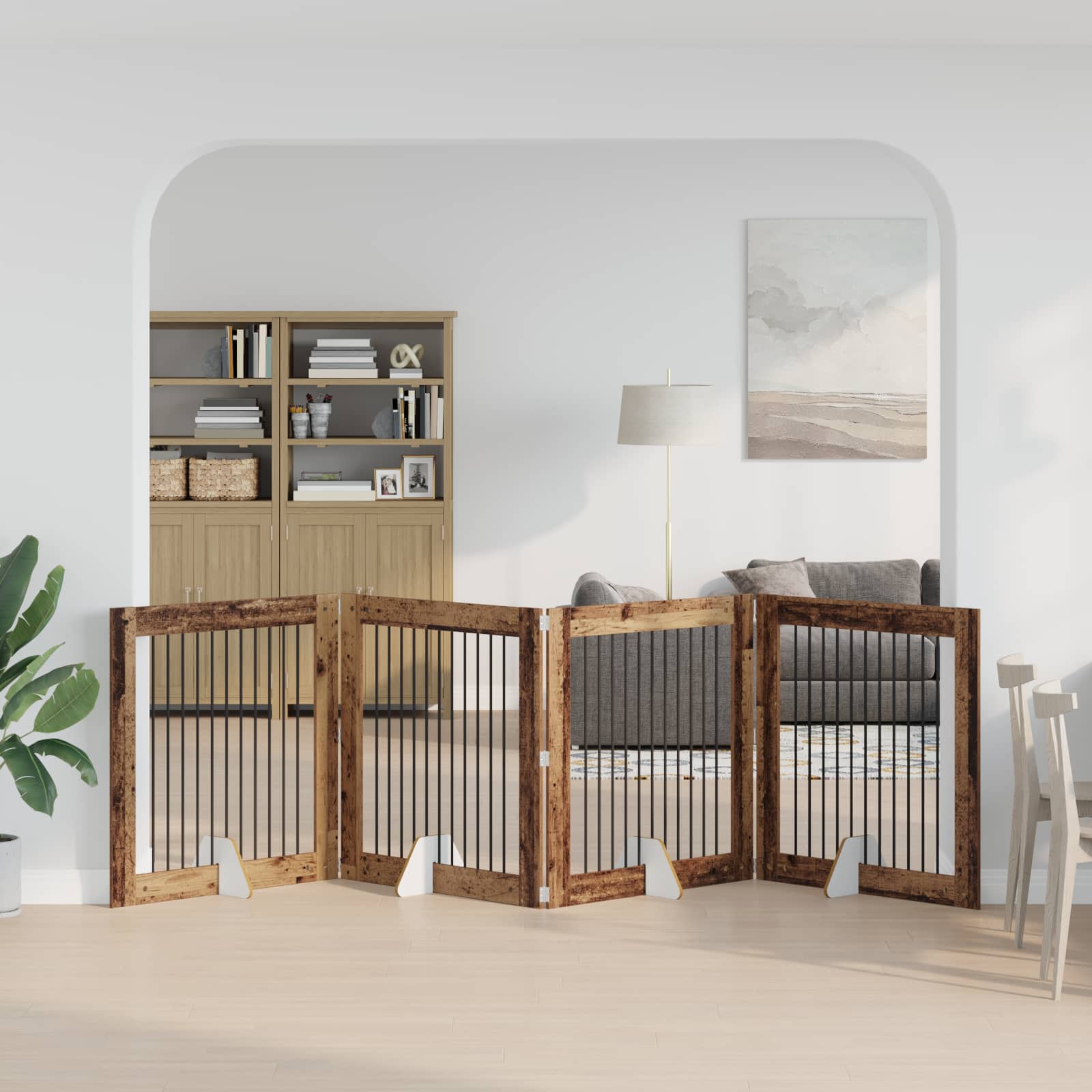 Hondenhekje met standaards 4 pcs Oud hout 100 x 100 cm is nu te koop bij PeponiXL, paradijselijk wonen!