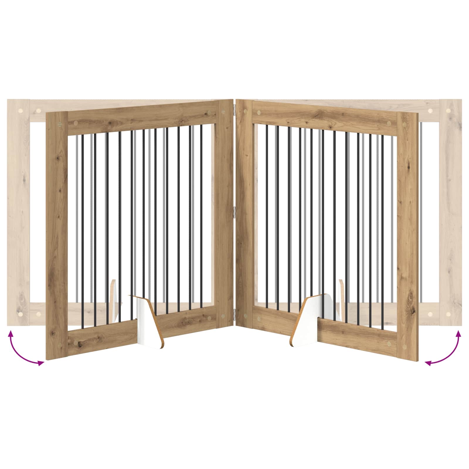 Opvouwbaar hondenhek met standaards 4 pcs Artisanaal eiken is nu te koop bij PeponiXL, paradijselijk wonen!