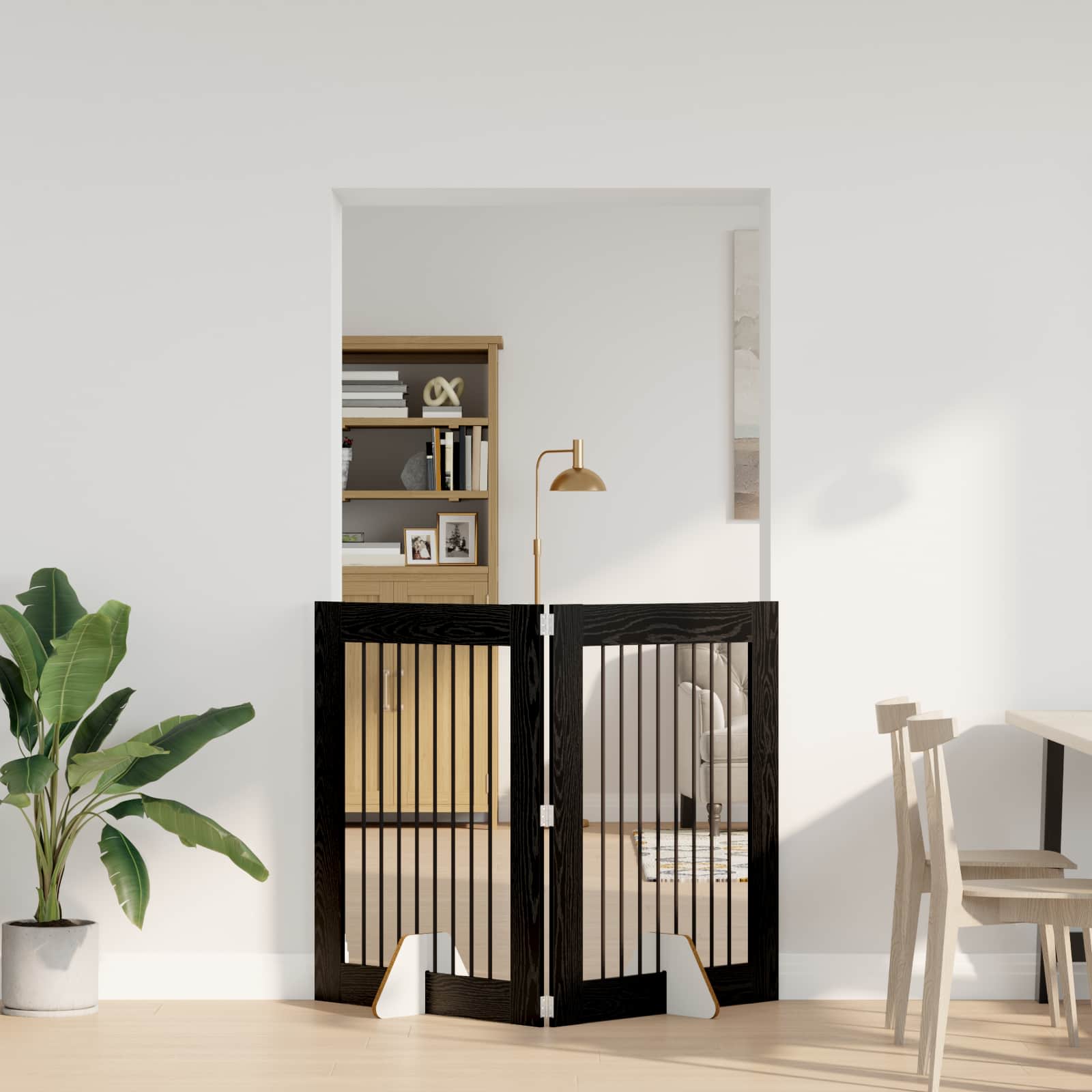Hondenhekje met standaards 2 pcs Zwart eiken 80 x 100 cm is nu te koop bij PeponiXL, paradijselijk wonen!