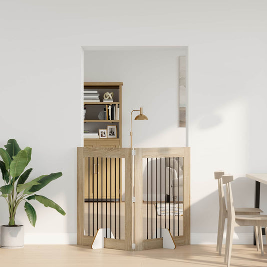 Opvouwbaar hondenhek met standaards 2 pcs Sonoma Eiken 160,5 cm is nu te koop bij PeponiXL, paradijselijk wonen!