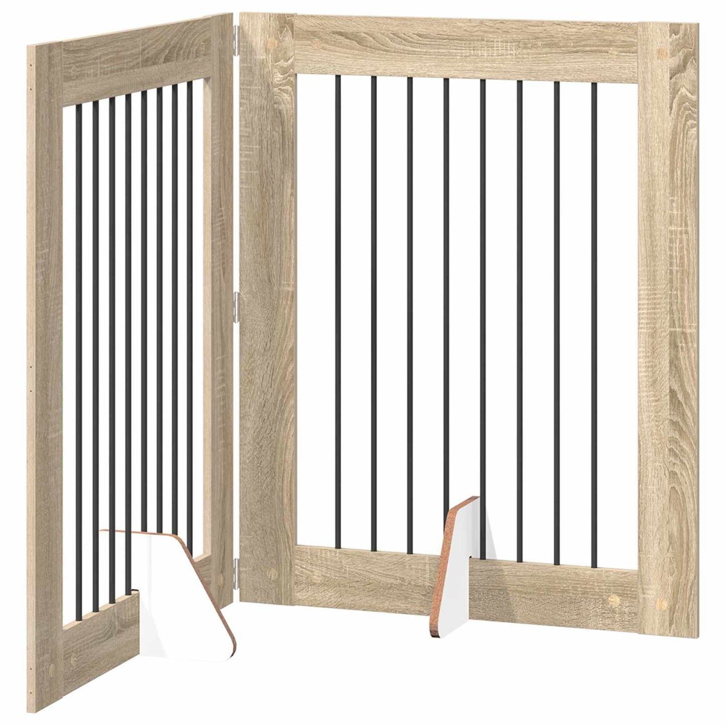 Opvouwbaar hondenhek met standaards 2 pcs Sonoma Eiken 160,5 cm is nu te koop bij PeponiXL, paradijselijk wonen!