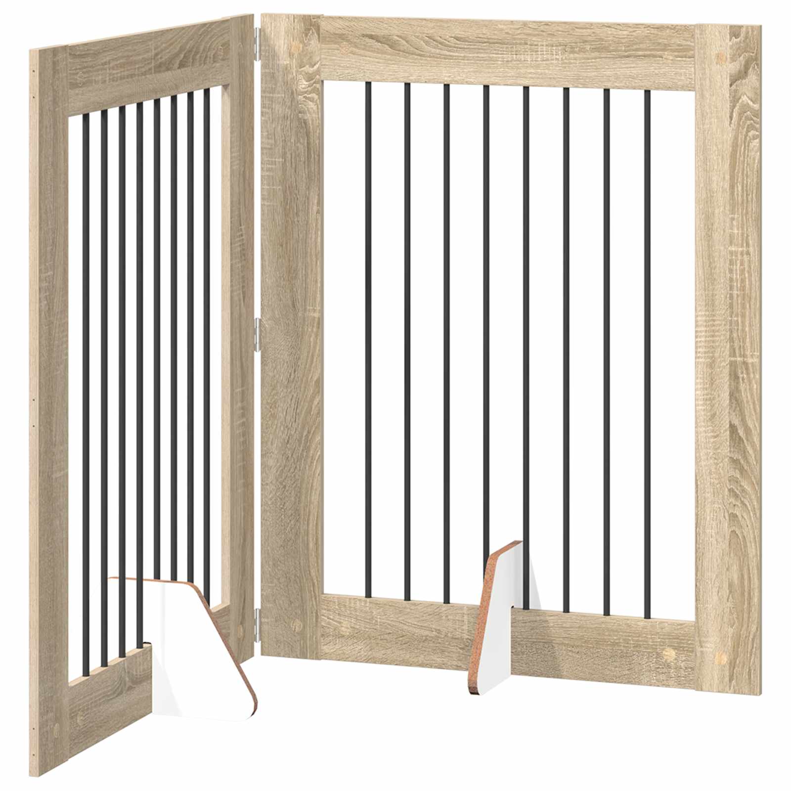 Opvouwbaar hondenhek met standaards 2 pcs Sonoma Eiken 160,5 cm is nu te koop bij PeponiXL, paradijselijk wonen!