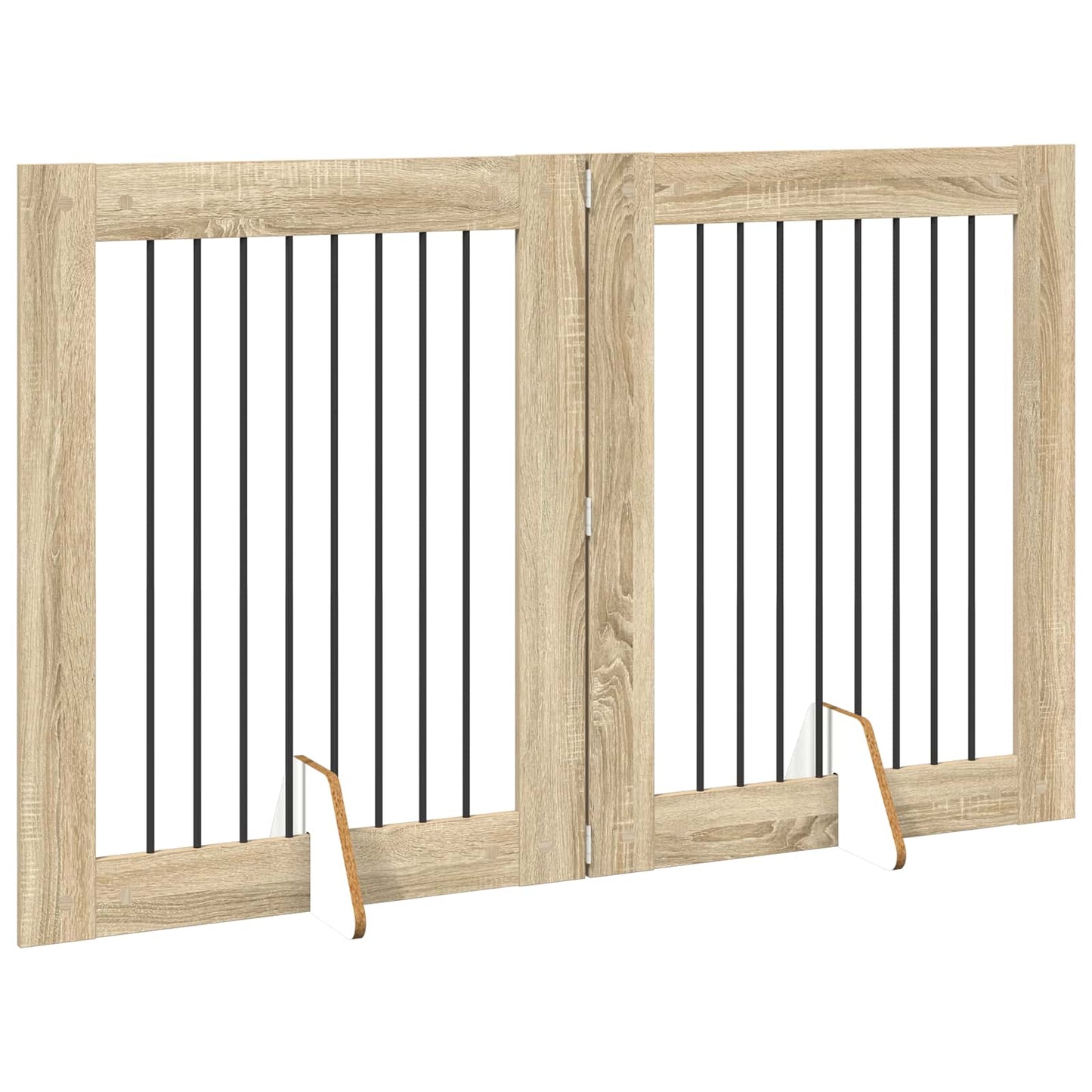 Opvouwbaar hondenhek met standaards 2 pcs Sonoma Eiken 160,5 cm is nu te koop bij PeponiXL, paradijselijk wonen!