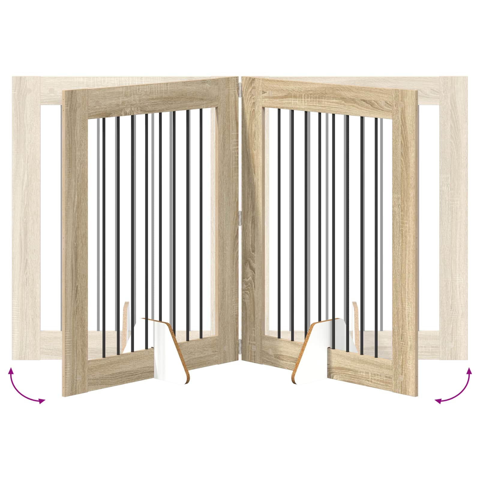 Opvouwbaar hondenhek met standaards 2 pcs Sonoma Eiken 160,5 cm is nu te koop bij PeponiXL, paradijselijk wonen!